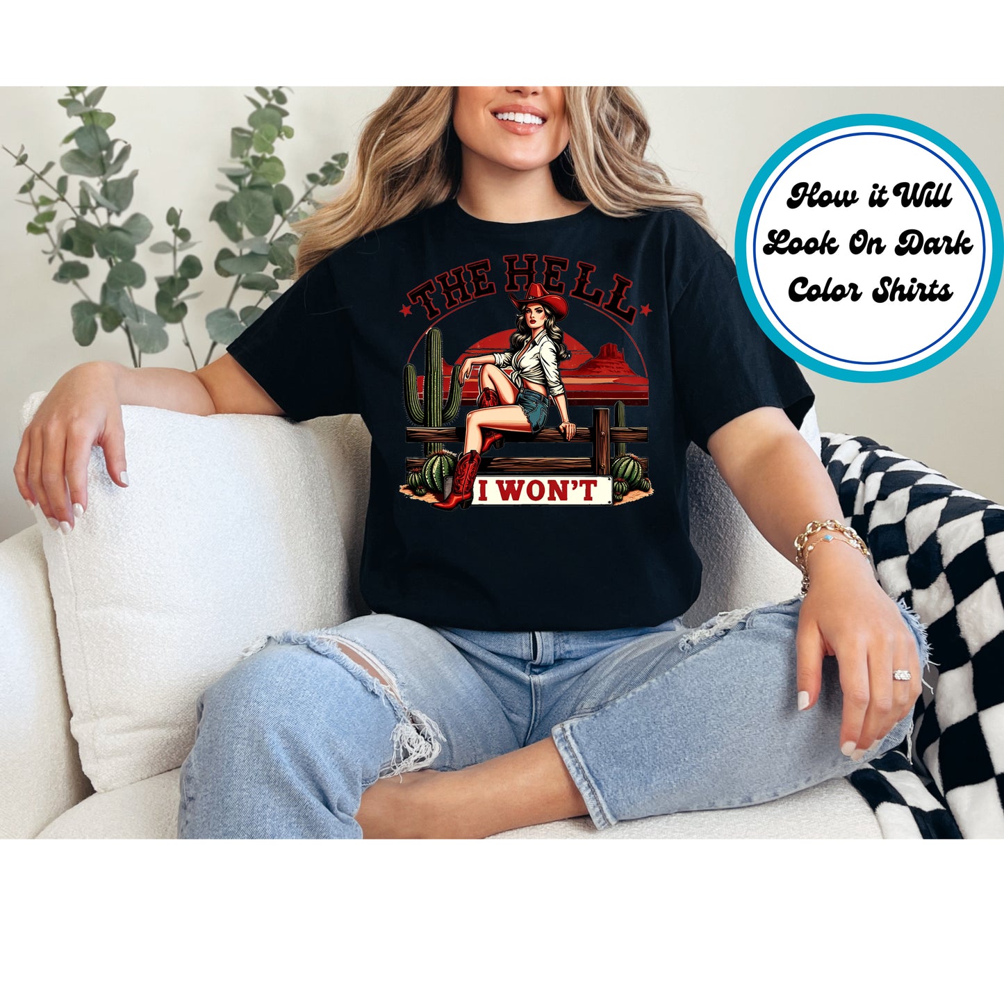 Western DTF Transfer Iron On Heat Transfer - Ready to Press, Sassy Cowgirl Attitude DTF Transfer 5660