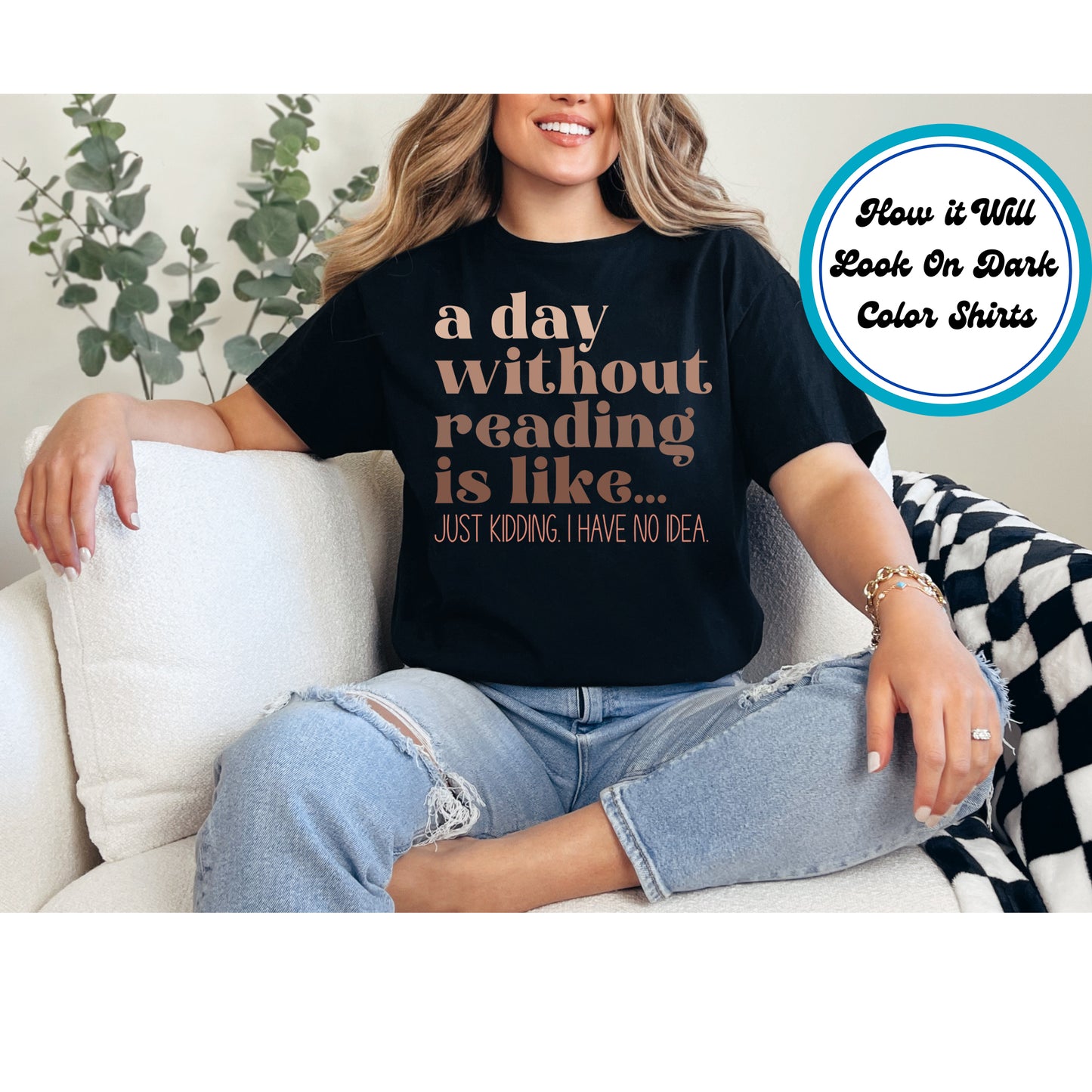 Book Lover DTF Transfer Iron On Heat Transfer - Ready to Press, A Day Without Reading DTF Transfer 5735