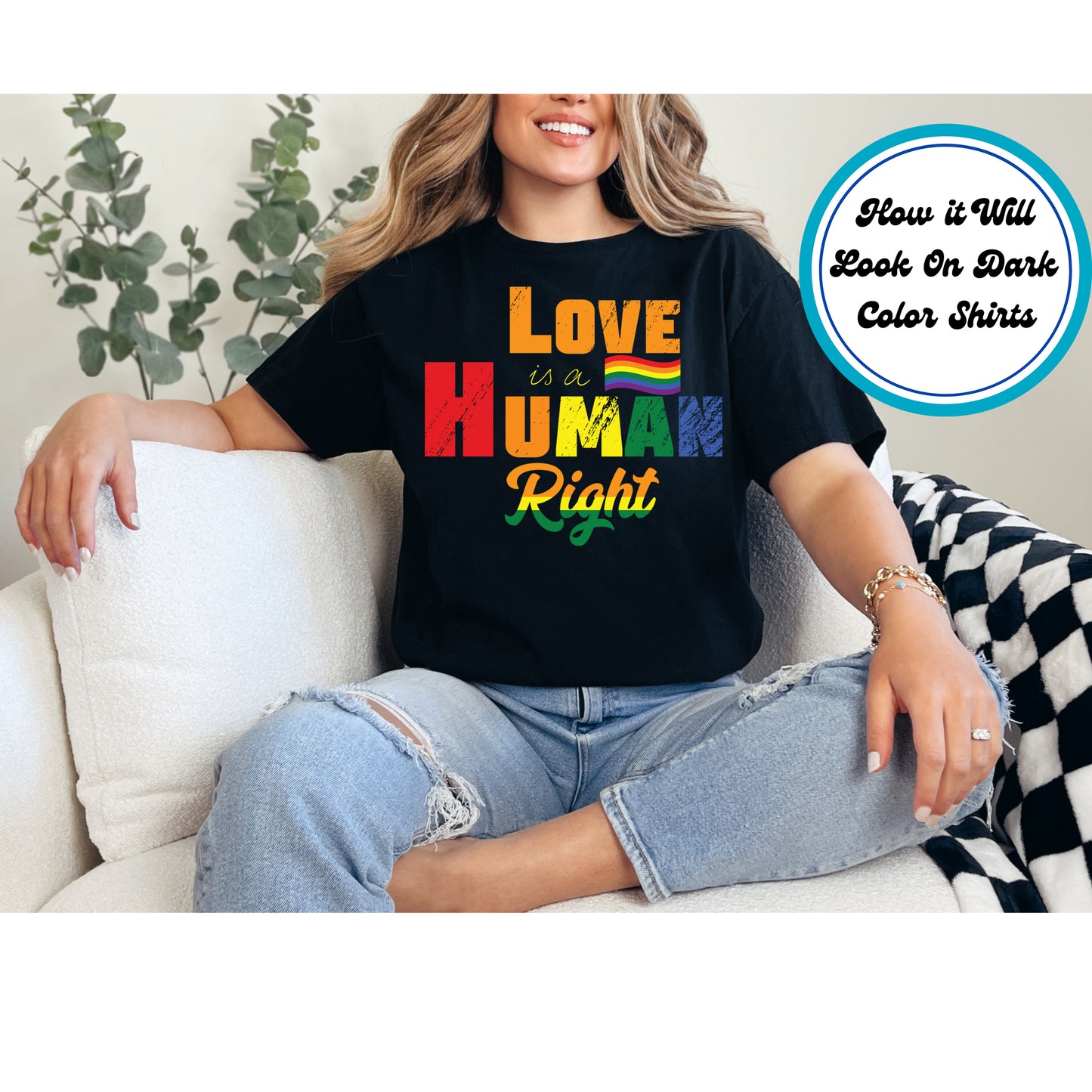Pride DTF Transfer Iron On Heat Transfer - Ready to Press, Love is a Human Right DTF Transfer 5786