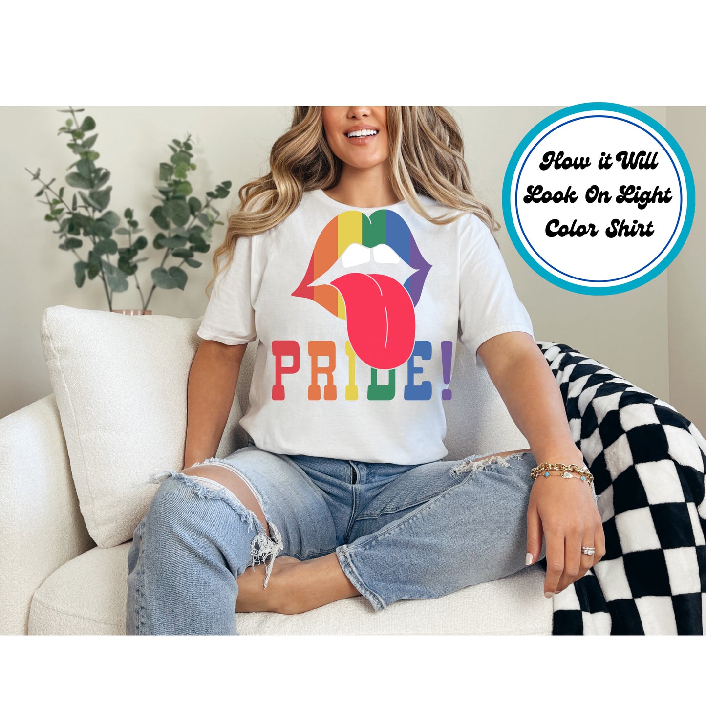 Pride DTF Transfer Iron On Heat Transfer - Ready to Press, Rainbow Lips DTF Transfer 5834