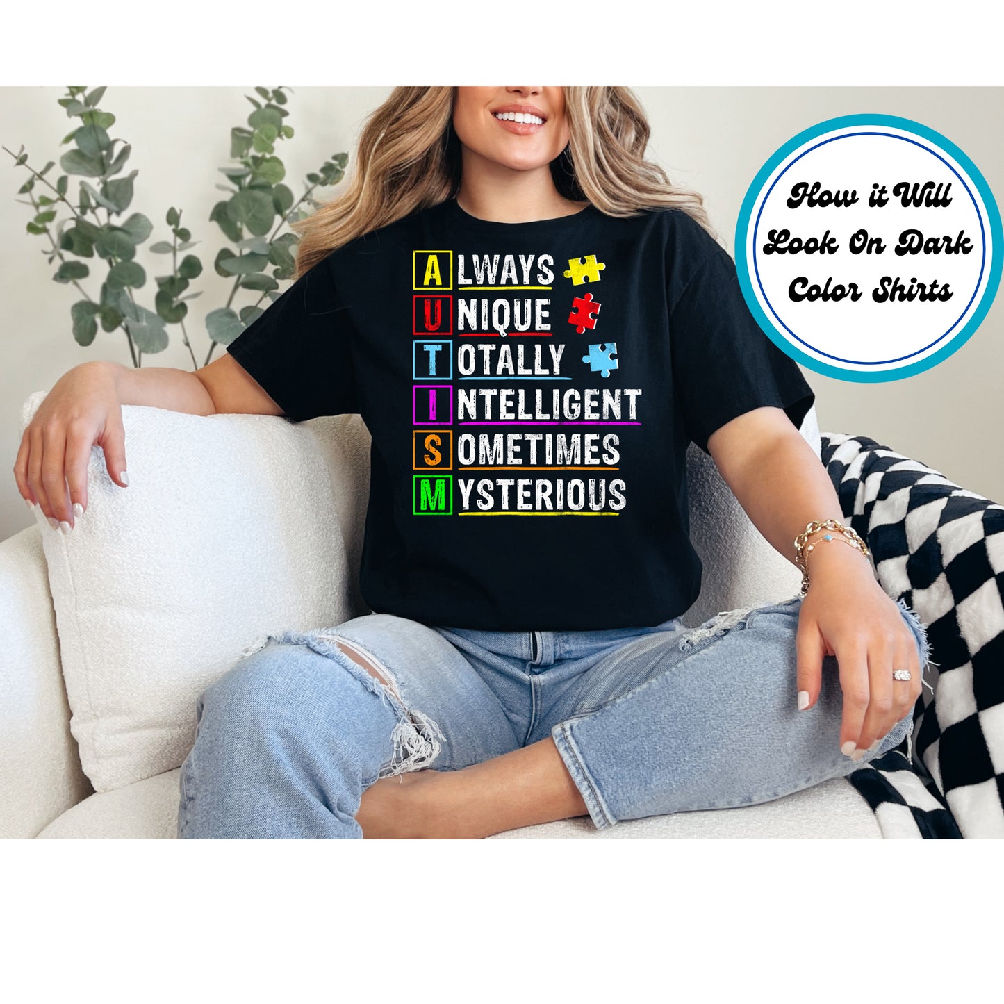 Autism Awareness DTF Transfer Iron On Heat Transfer - Ready to Press, Autism Word Art DTF Transfer 5912