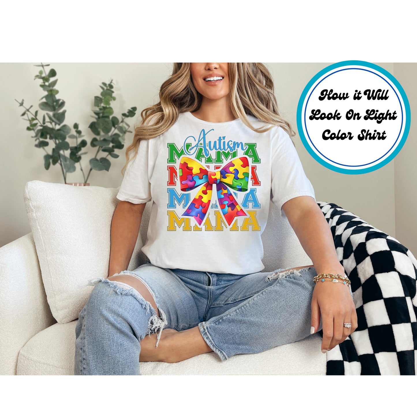 Autism Awareness DTF Transfer Iron On Heat Transfer - Ready to Press, Autism Mama DTF Transfer 5927