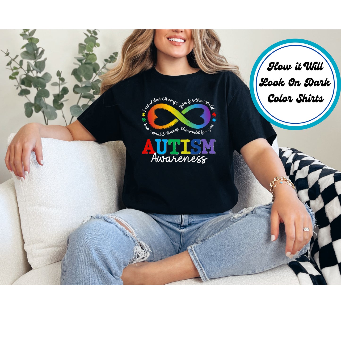 Autism Awareness DTF Transfer Iron On Heat Transfer - Ready to Press, Autism Infinity Symbol DTF Transfer 5929