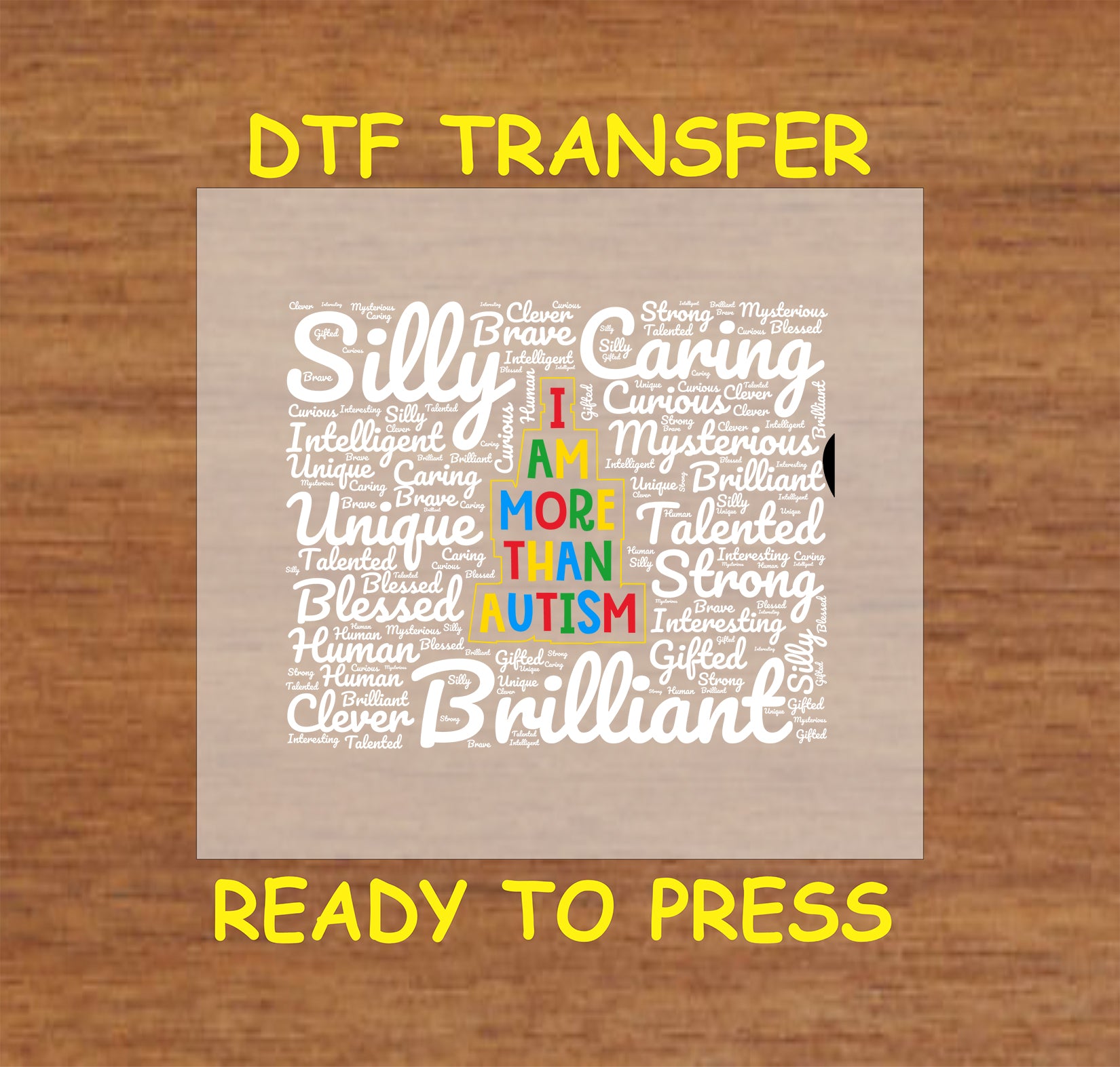 I Am More Than Autism text surrounded by positive affirmations in white.