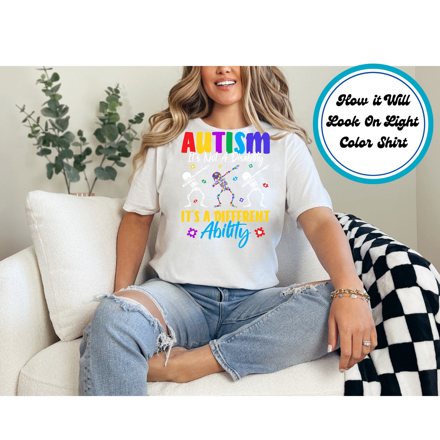 Autism Awareness DTF Transfer Iron On Heat Transfer - Ready to Press, Autism Different Ability DTF Transfer 5941
