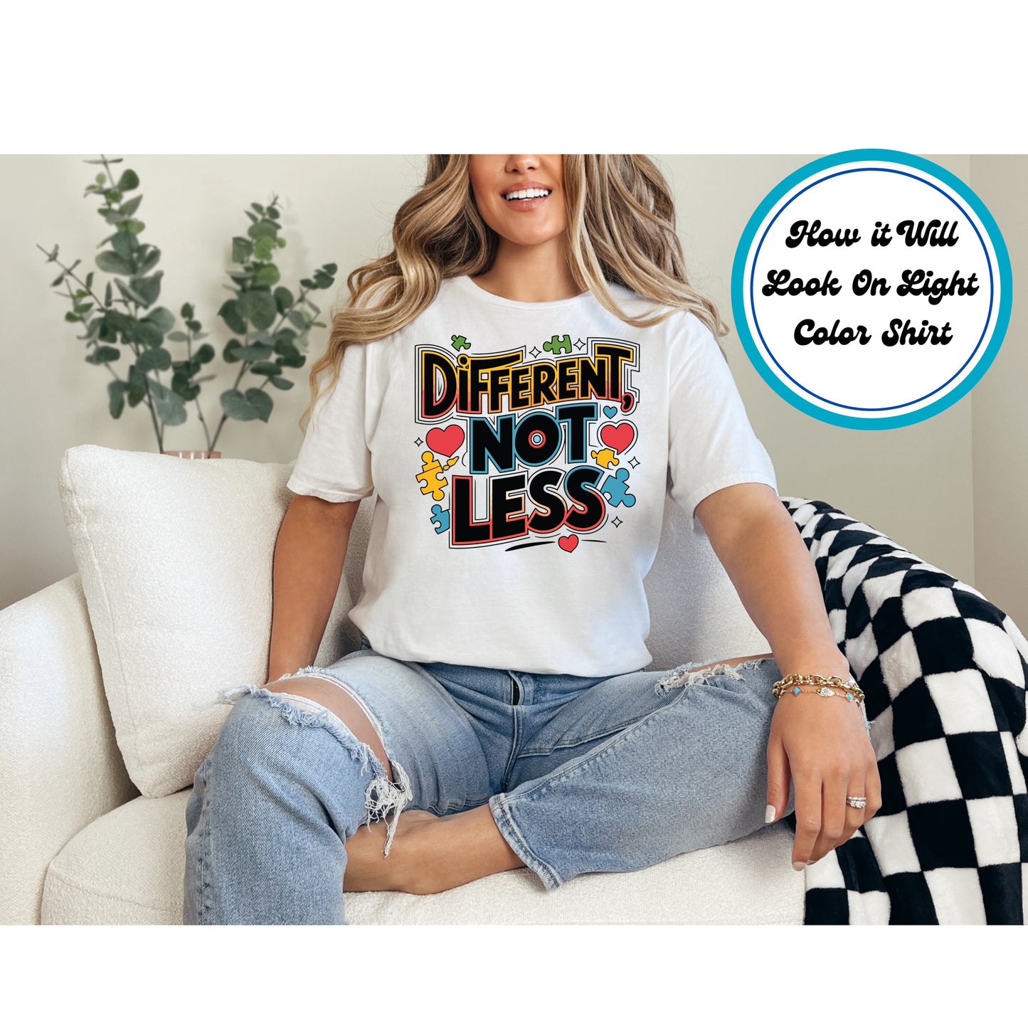 Autism Awareness DTF Transfer Iron On Heat Transfer - Ready to Press, Different Not Less DTF Transfer 5945