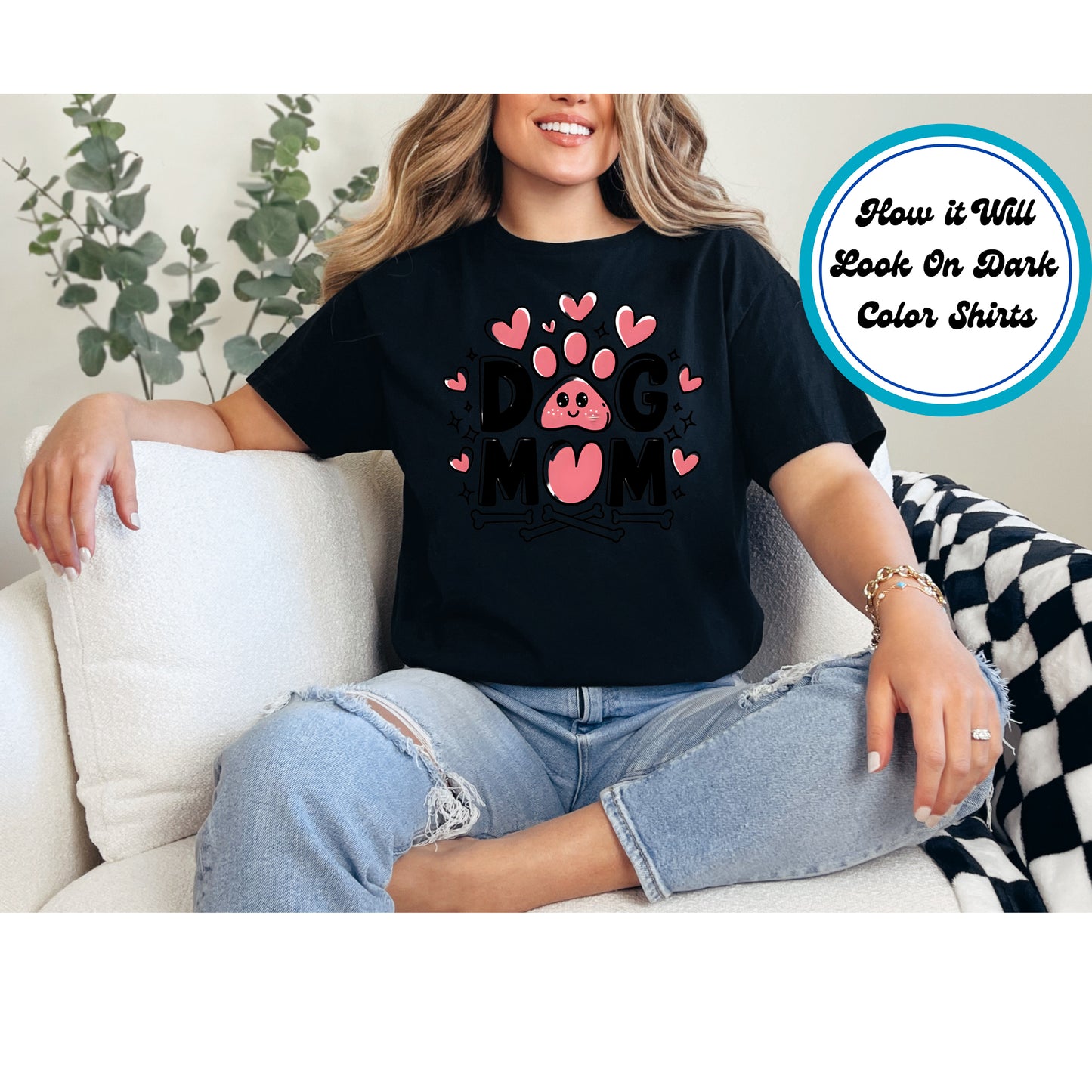 Dog DTF Transfer Iron On Heat Transfer - Ready to Press, Pink Paw Heart DTF Transfer 5963