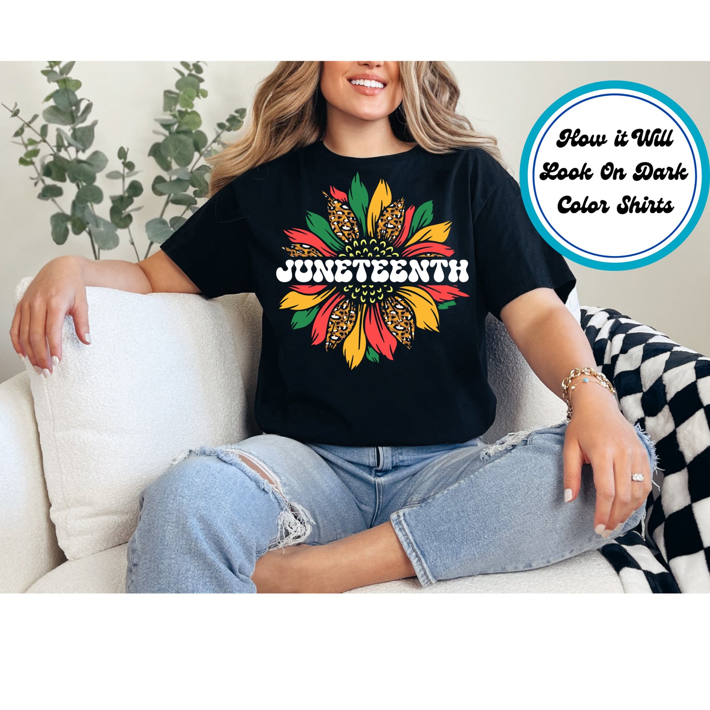 Juneteenth DTF Transfer Iron On Heat Transfer - Ready to Press, Pan African Sunflower DTF Transfer 6017