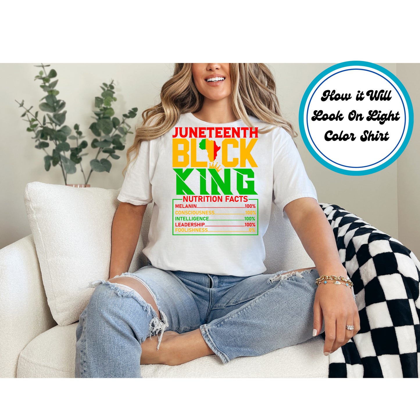 Juneteenth DTF Transfer Iron On Heat Transfer - Ready to Press, Black King Nutrition Fact DTF Transfer 6024