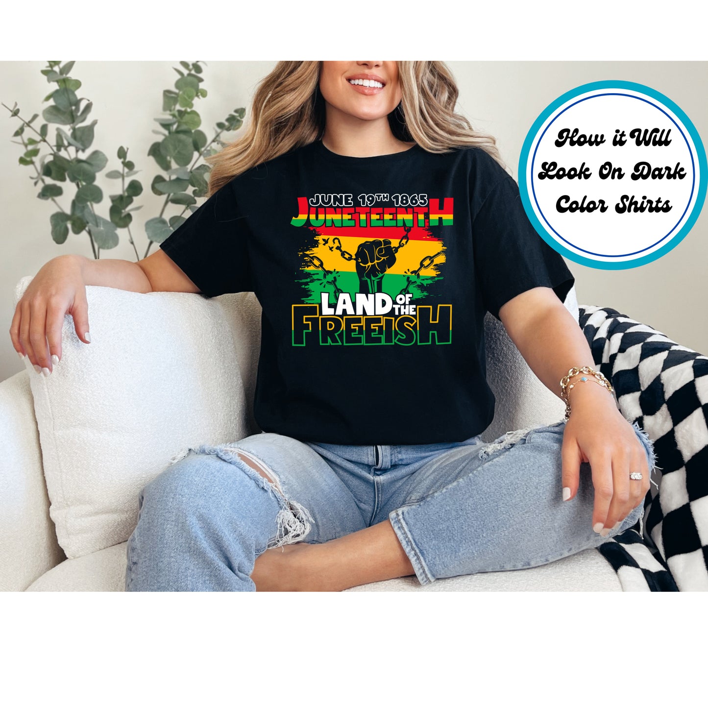 Juneteenth DTF Transfer Iron On Heat Transfer - Ready to Press, Land of the Free DTF Transfer 6039