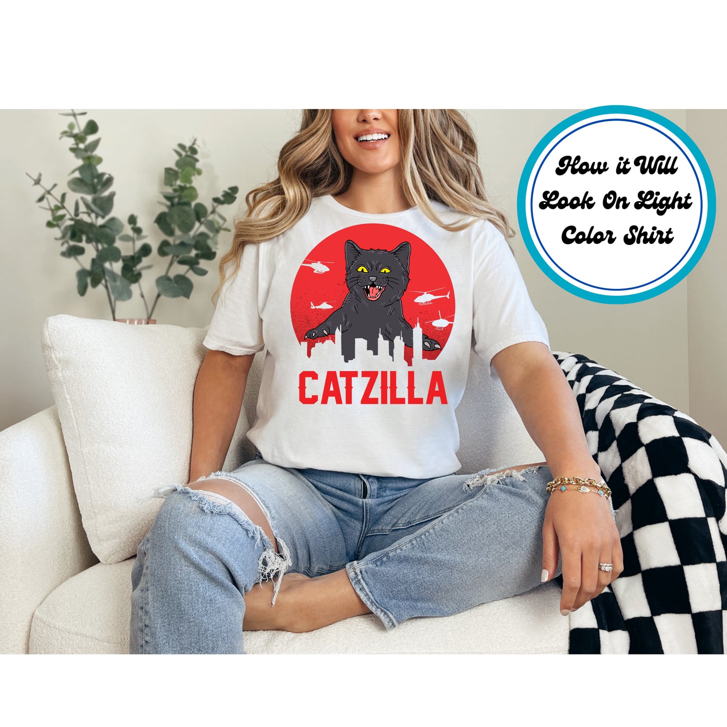 Cat DTF Transfer Iron On Heat Transfer - Ready to Press, Catzilla DTF Transfer 6073