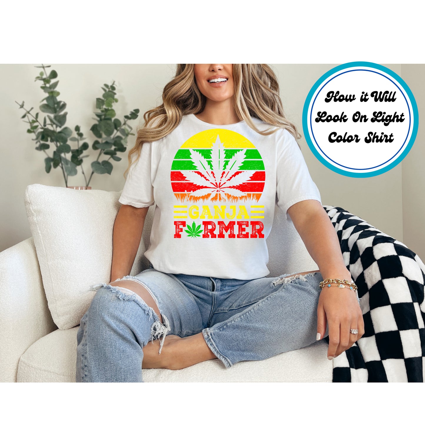 Cannabis DTF Transfer Iron On Heat Transfer - Ready to Press, Ganja Farmer DTF Transfer 6151