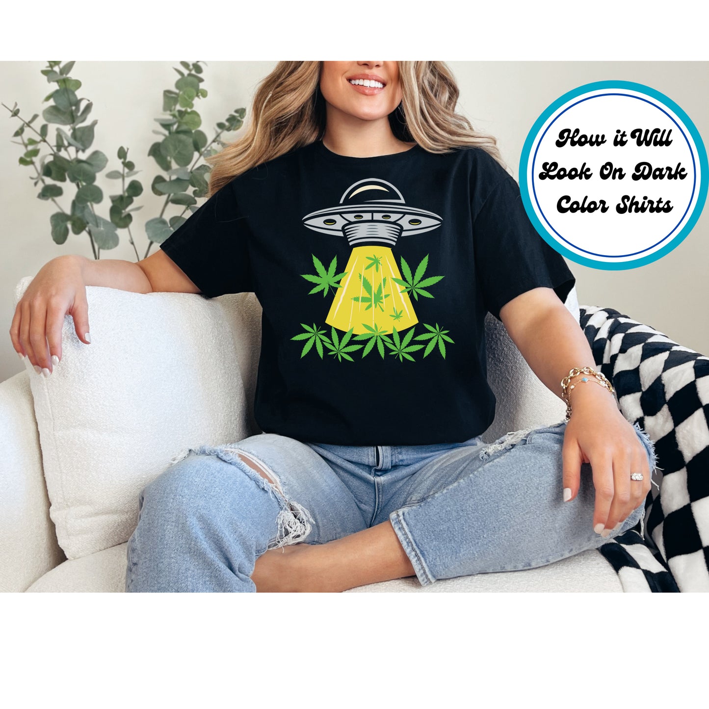 Cannabis DTF Transfer Iron On Heat Transfer - Ready to Press, UFO Cannabis DTF Transfer 6157