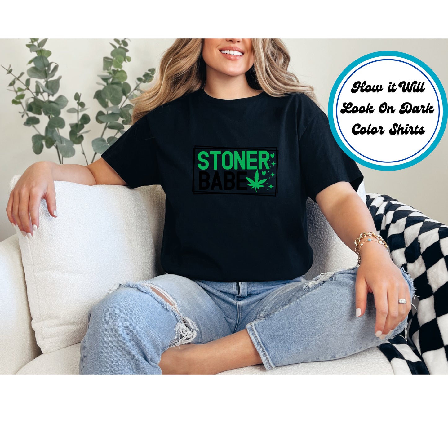 Cannabis DTF Transfer Iron On Heat Transfer - Ready to Press, Stoner Babe DTF Transfer 6343