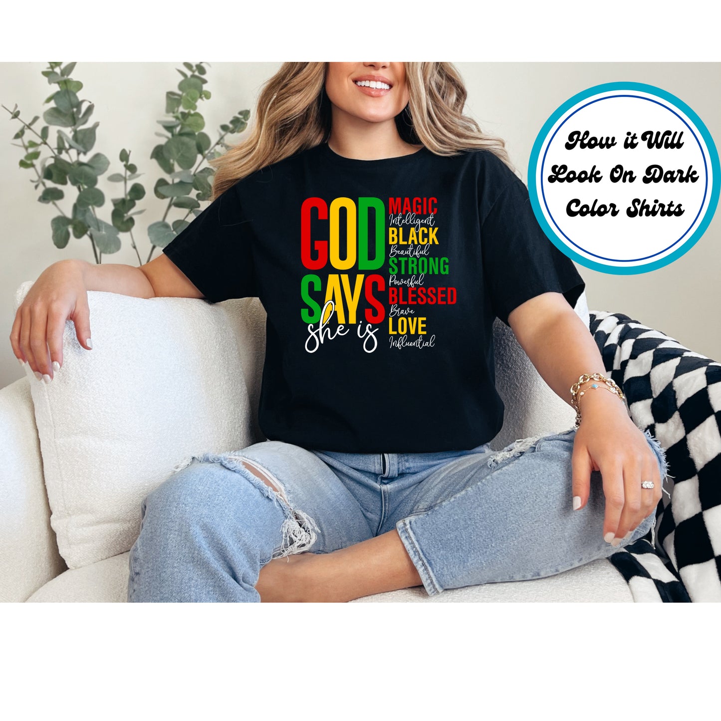 Juneteenth DTF Transfer Iron On Heat Transfer - Ready to Press, God Says She Is DTF Transfer 6377