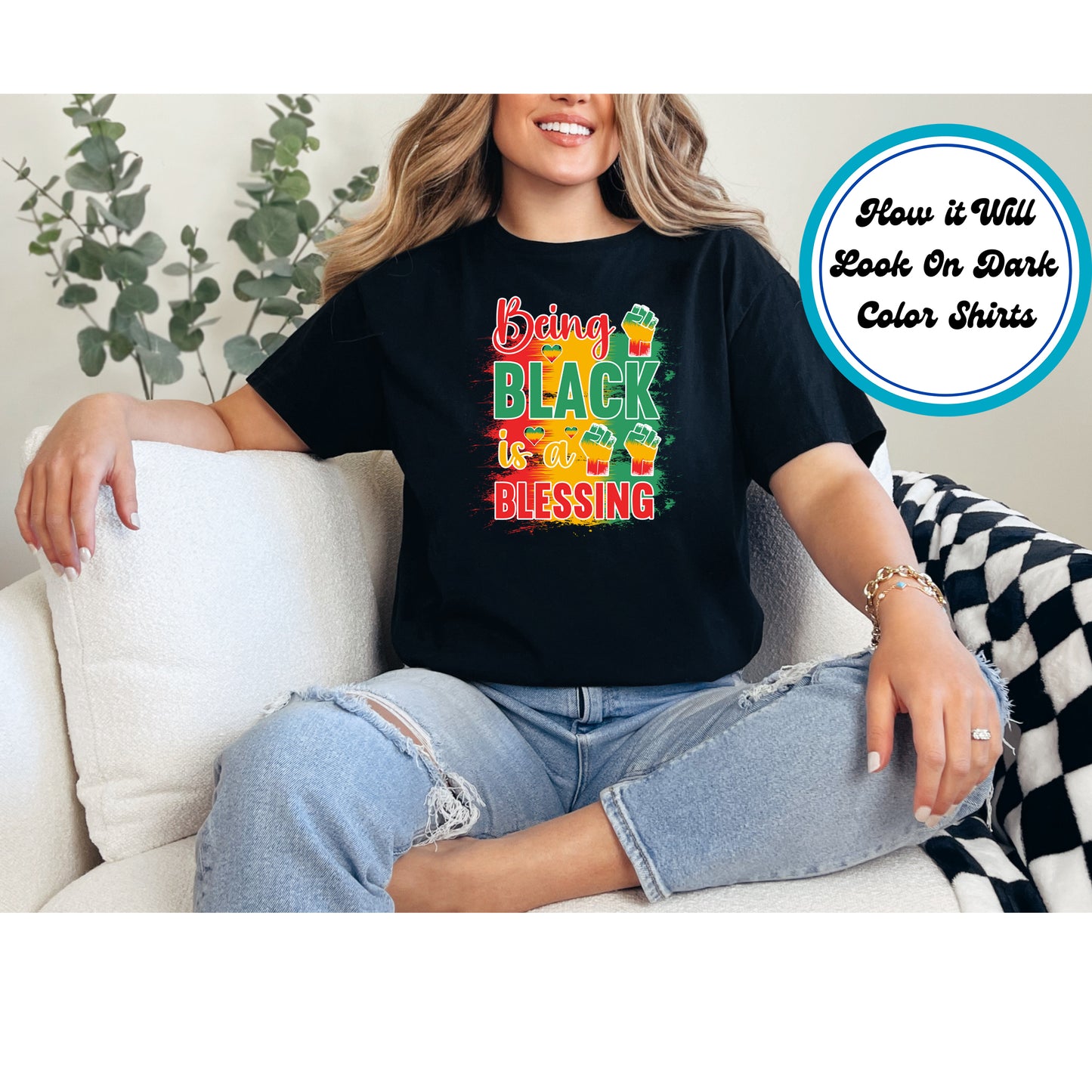 Juneteenth DTF Transfer Iron On Heat Transfer - Ready to Press, Being Black is a Blessing DTF Transfer 6419