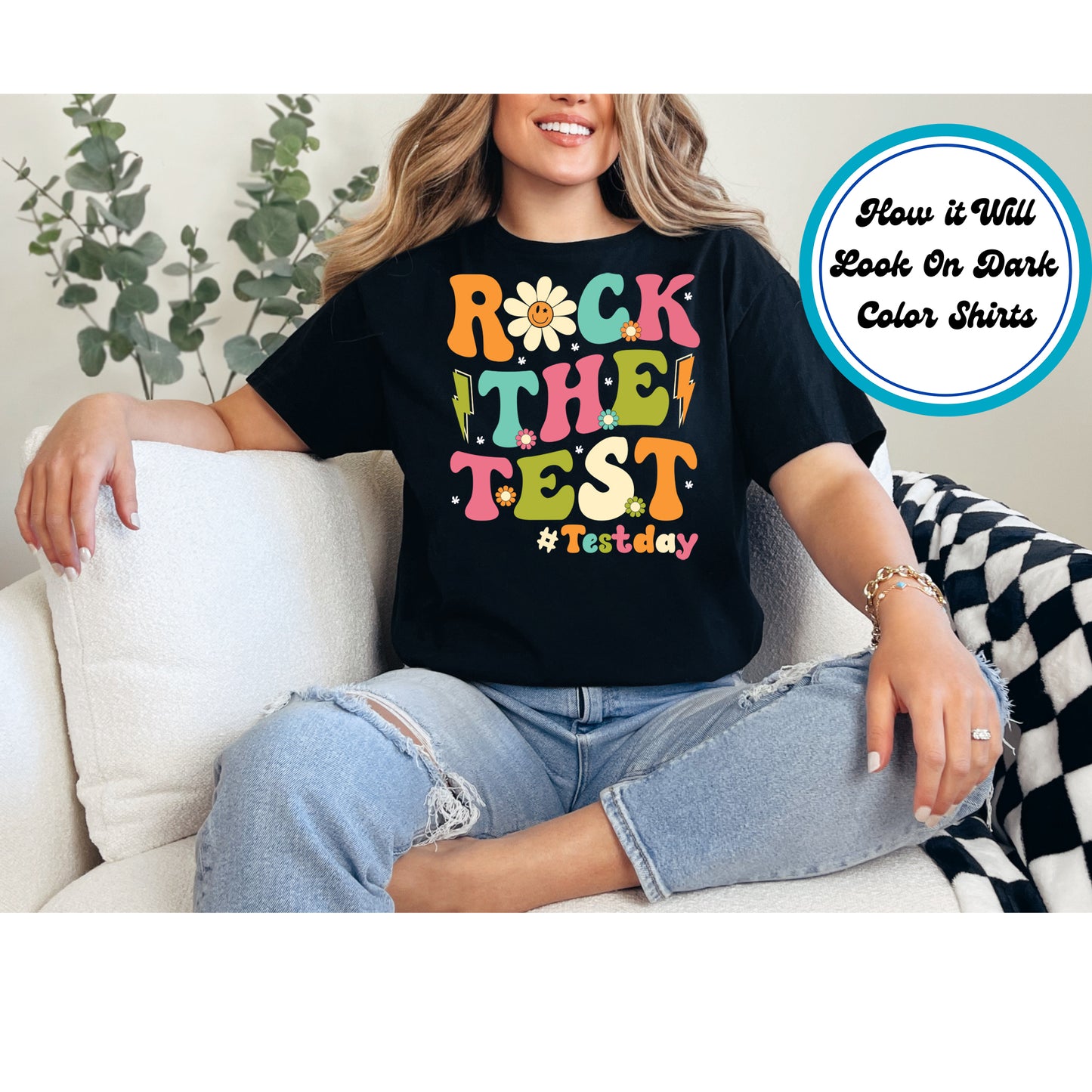 Teacher DTF Transfer Iron On Heat Transfer - Ready to Press, Rock The Test DTF Transfer 6744