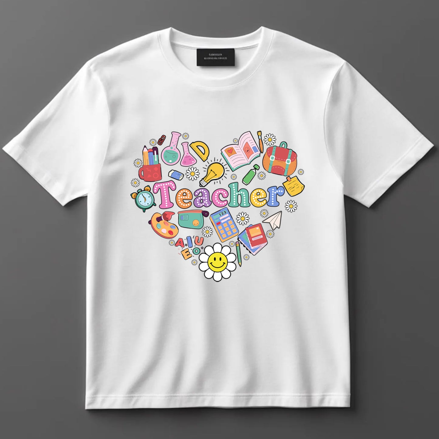 Teacher DTF Transfer Iron On Heat Transfer - Ready to Press, Heart Teacher Icons DTF Transfer 6884