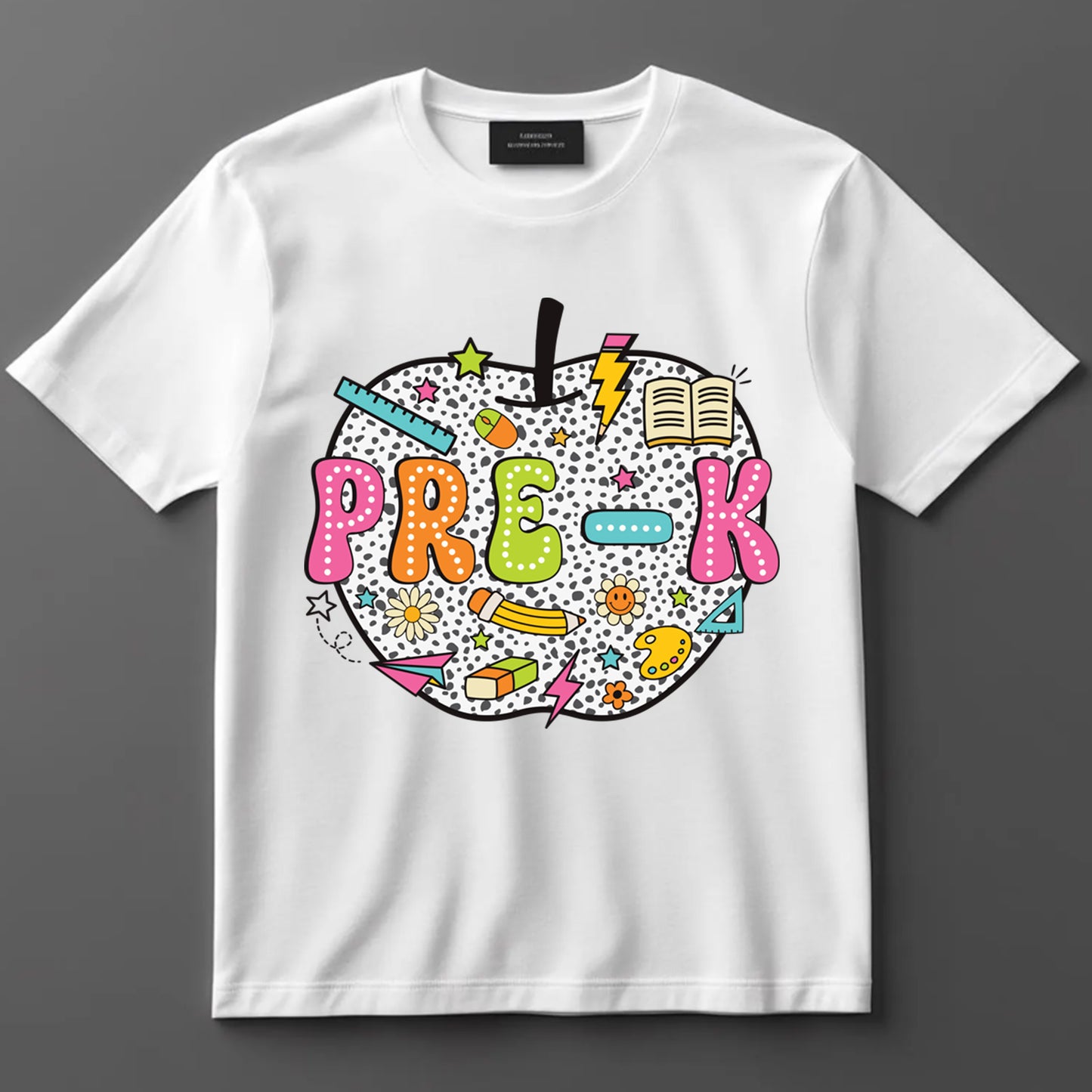 Teacher DTF Transfer Iron On Heat Transfer - Ready to Press, Polka Dot Pre-K DTF Transfer 6913