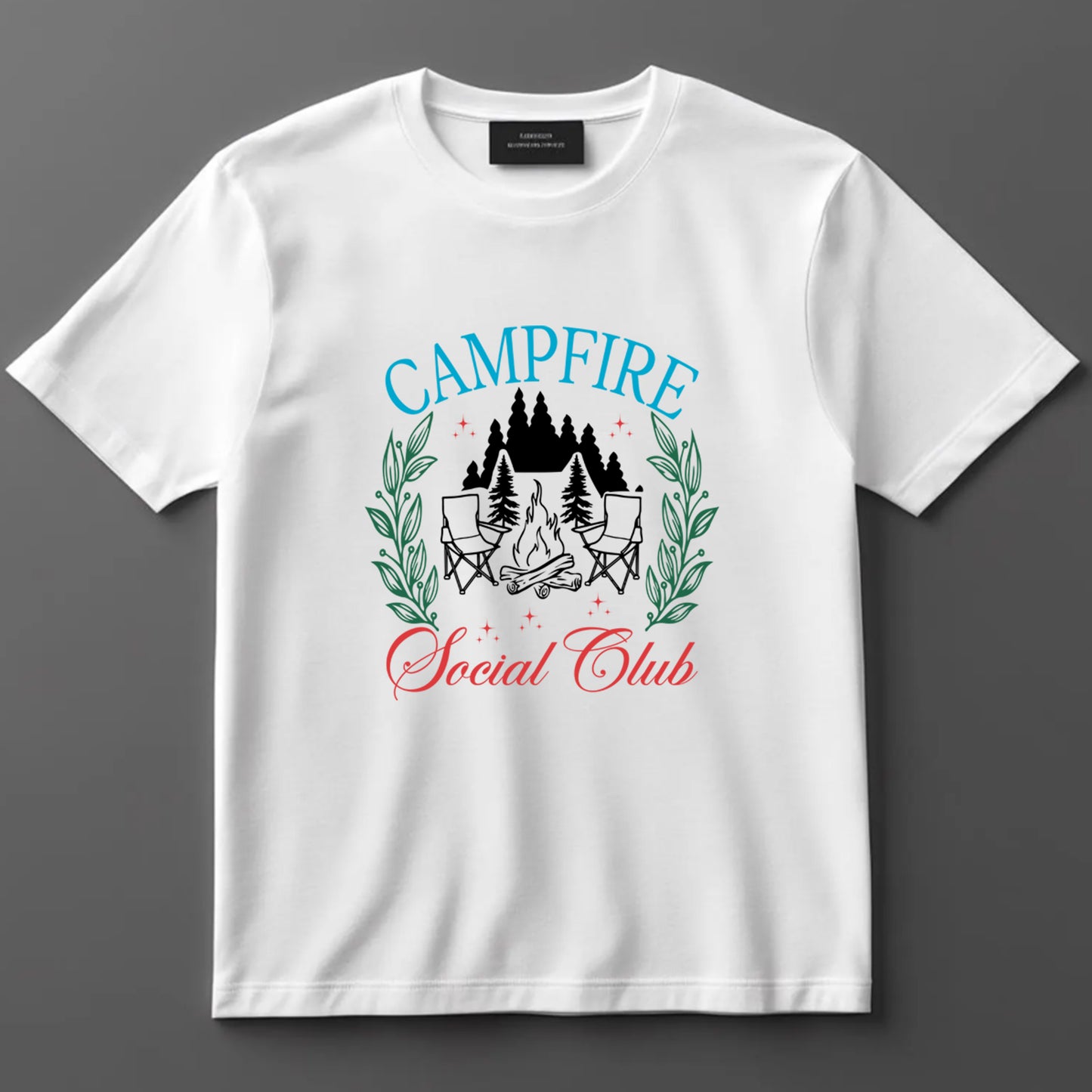 Camping DTF Transfer Iron On Heat Transfer - Ready to Press, Campfire Social Club DTF transfer 6956