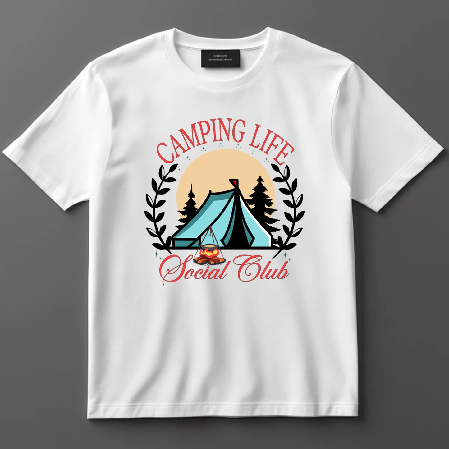 Camping DTF Transfer Iron On Heat Transfer - Ready to Press, Camping Life Social Club DTF transfer 6963