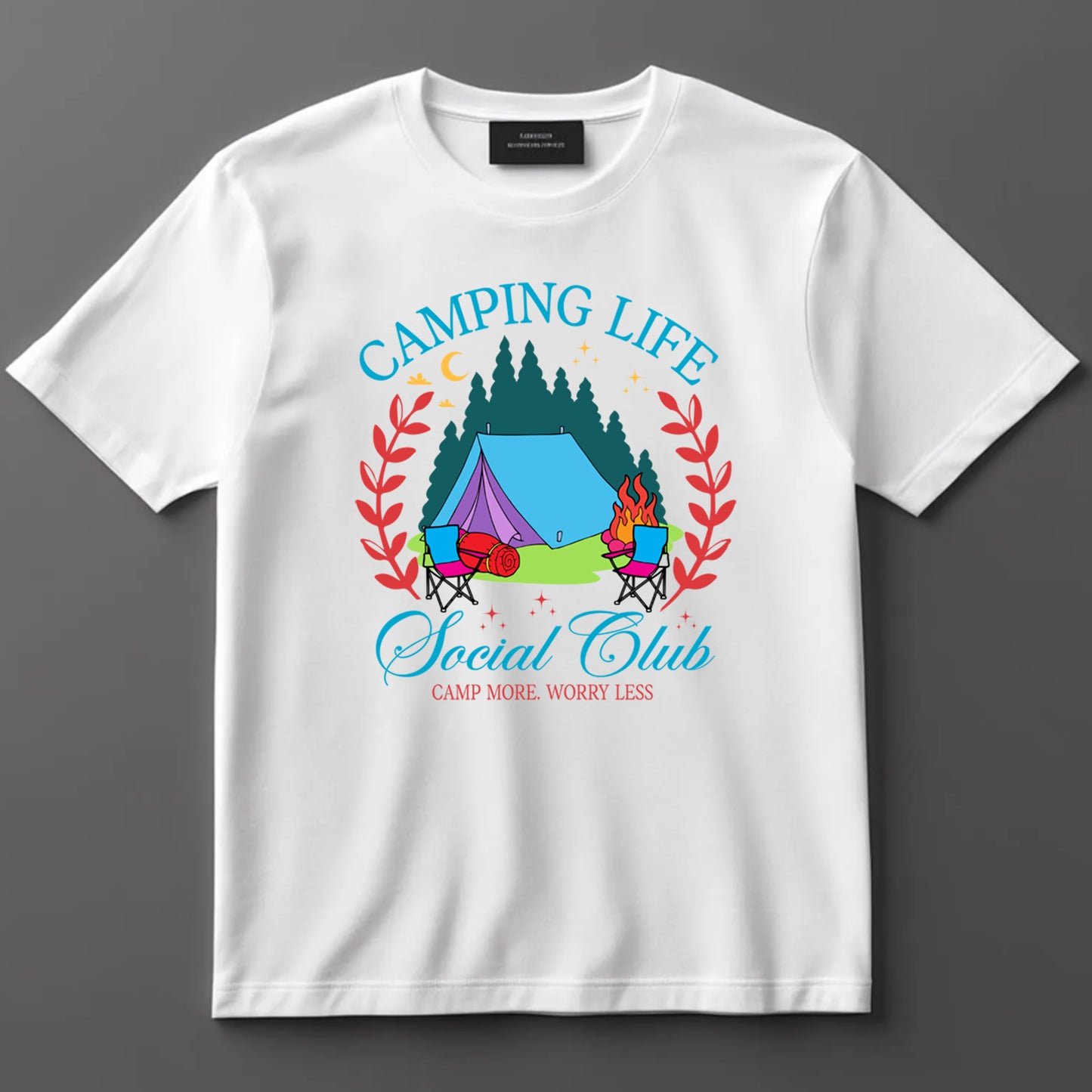 Camping DTF Transfer Iron On Heat Transfer - Ready to Press, Camping Life Social Club DTF transfer 6964