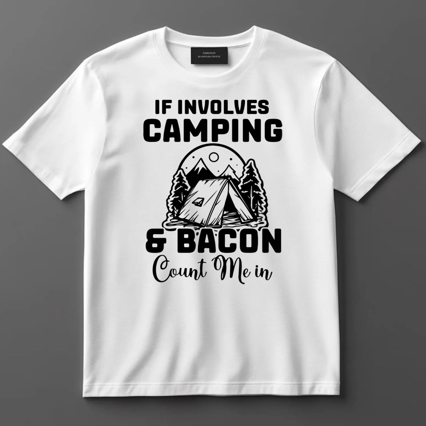 Camping DTF Transfer Iron On Heat Transfer - Ready to Press, Camping and Bacon DTF transfer 6977