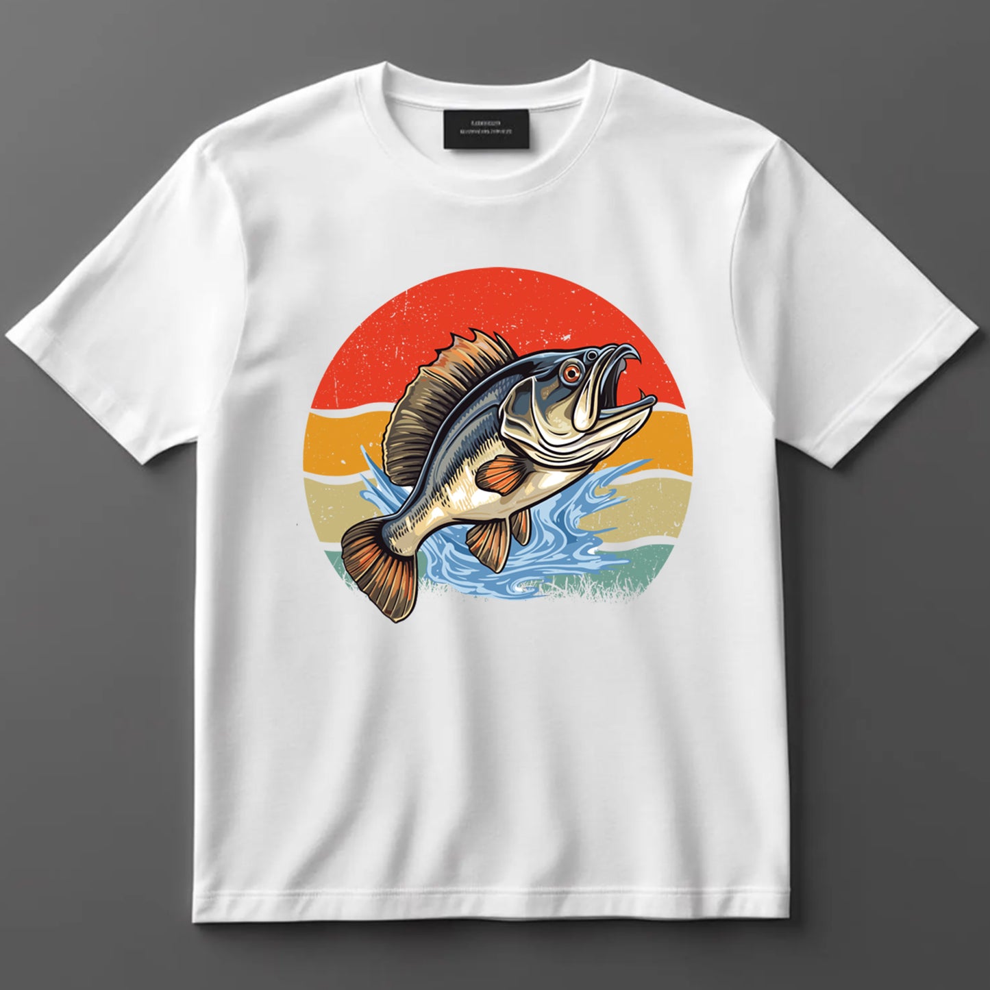 Camping DTF Transfer Iron On Heat Transfer - Ready to Press, Jumping Bass DTF transfer 6978