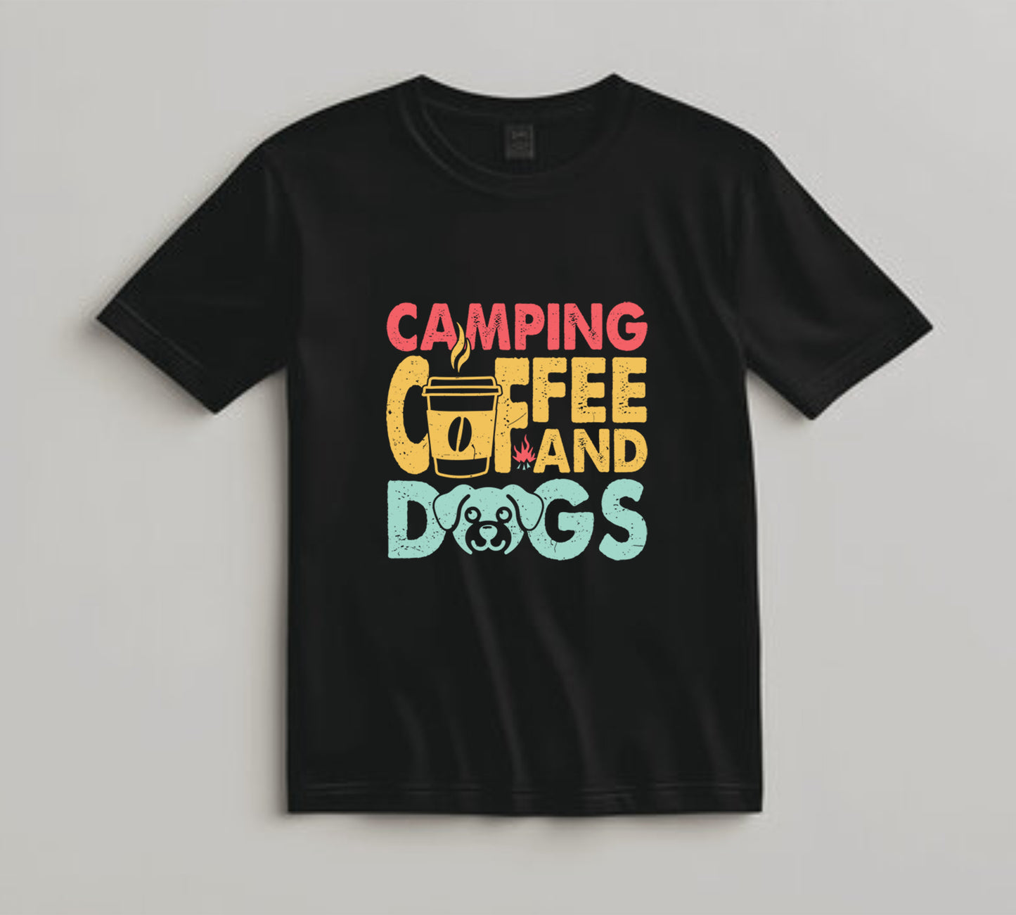 Camping DTF Transfer Iron On Heat Transfer - Ready to Press, Camping Coffee and Dogs DTF transfer 6989