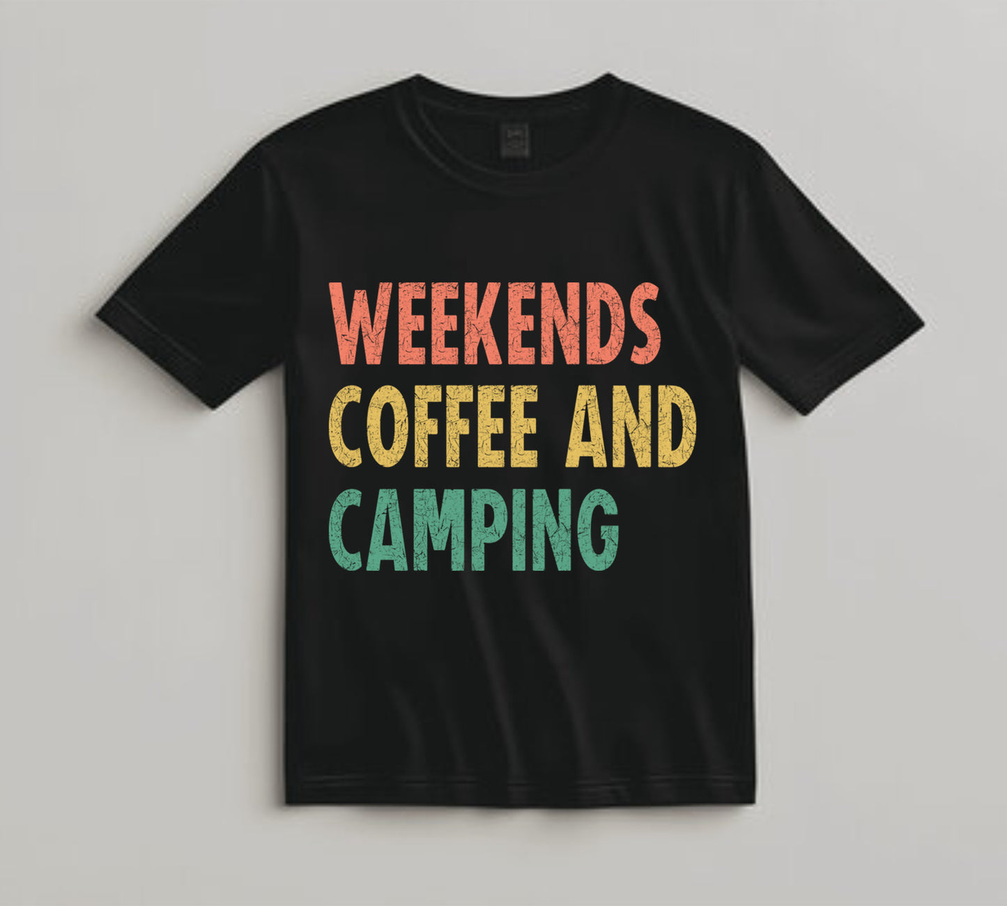 Camping DTF Transfer Iron On Heat Transfer - Ready to Press, Weekends Coffee and Camping DTF Transfer 7038