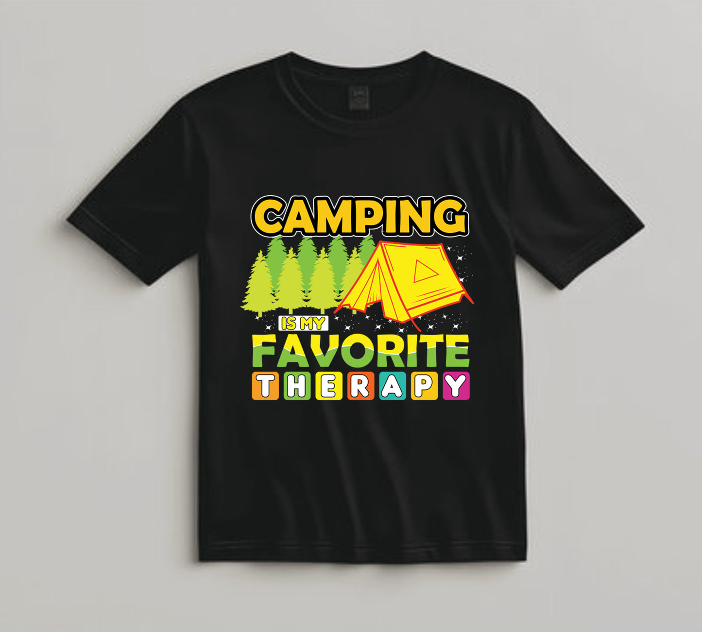 Camping DTF Transfer Iron On Heat Transfer - Ready to Press, Camping Is My Favorite Therapy DTF Transfer 7125