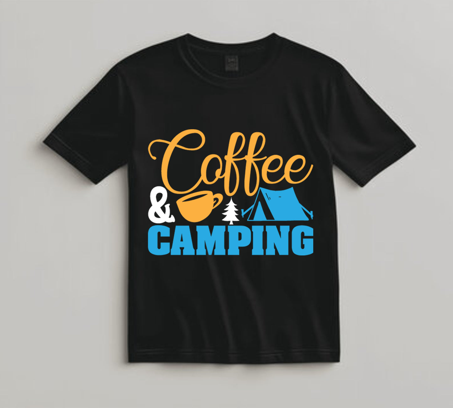 Camping DTF Transfer Iron On Heat Transfer - Ready to Press, Coffee and Camping DTF Transfer 7129