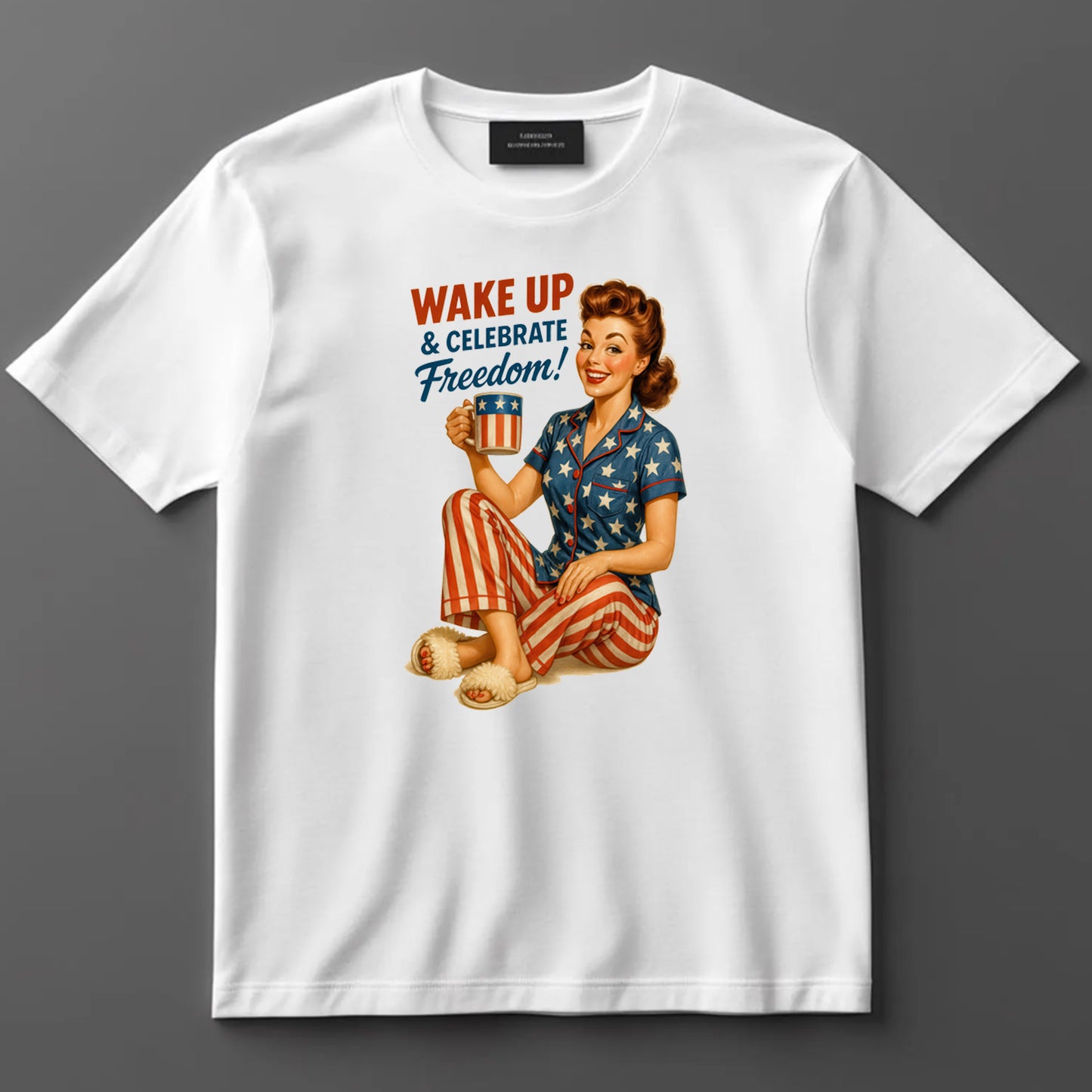 4th Of July DTF Transfer Iron On Heat Transfer - Ready to Press, Wake Up and Celebrate Freedom DTF Transfer 7175