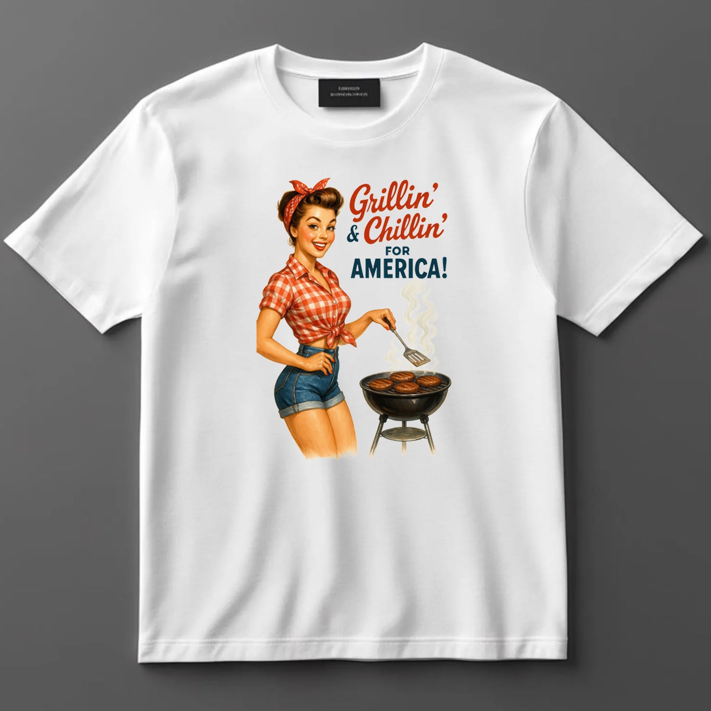 4th Of July DTF Transfer Iron On Heat Transfer - Ready to Press, Grillin’ & Chillin’ for America DTF Transfer 7179