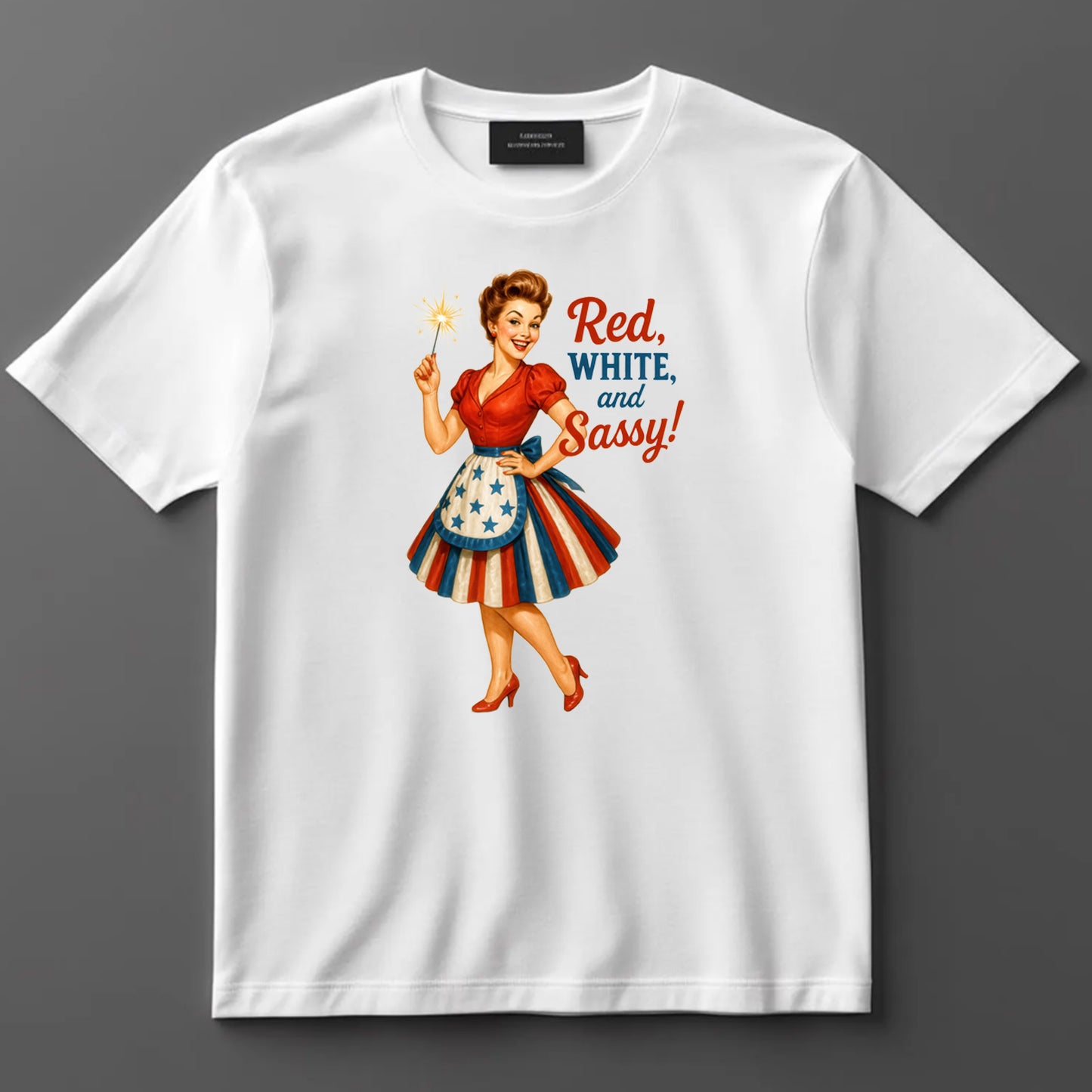 4th Of July DTF Transfer Iron On Heat Transfer - Ready to Press, Red White and Sassy DTF Transfer 7180