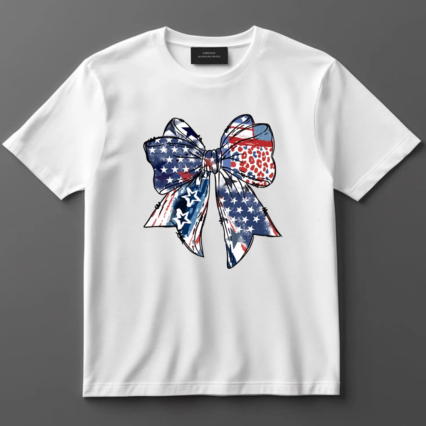 4th Of July DTF Transfer Iron On Heat Transfer - Ready to Press, Distressed Patriotic Bow DTF Transfer 7189