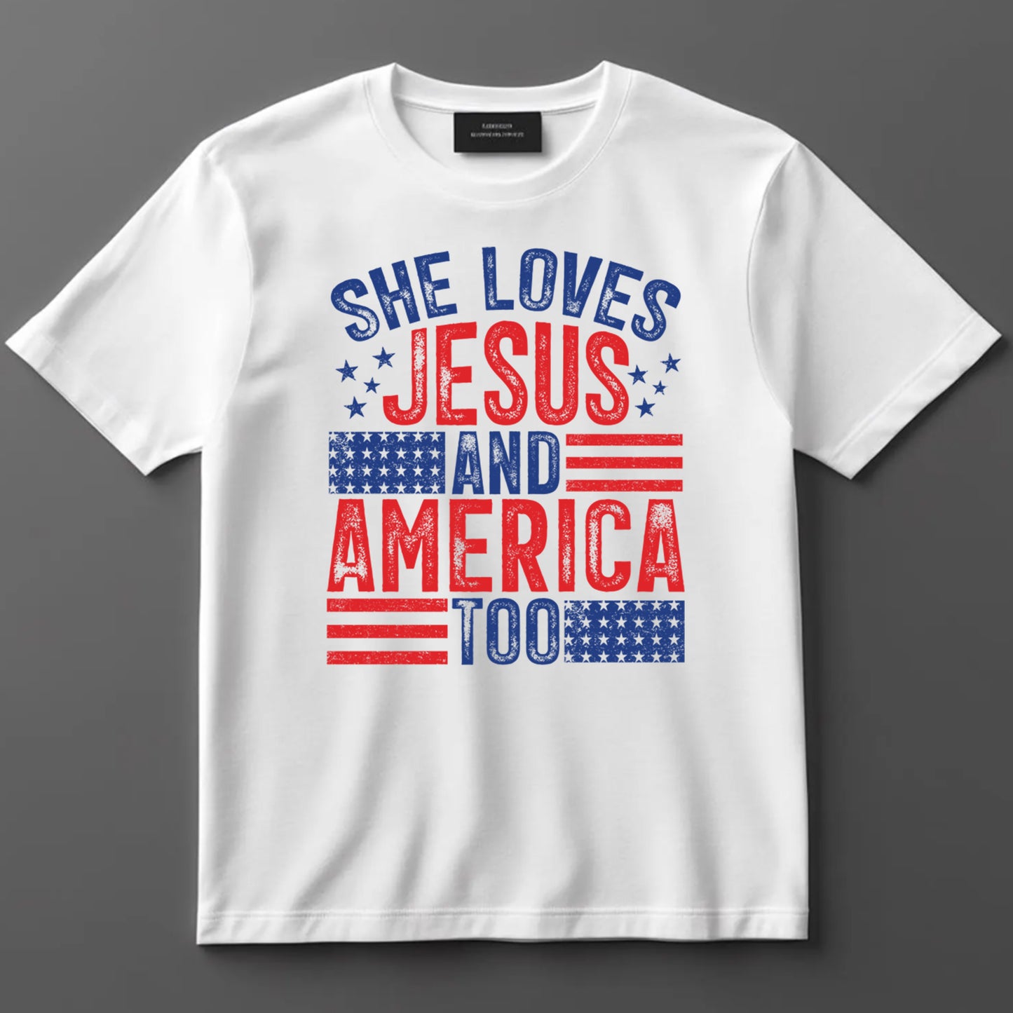 4th Of July DTF Transfer Iron On Heat Transfer - Ready to Press, She Loves Jesus and America Too DTF Transfer 7192