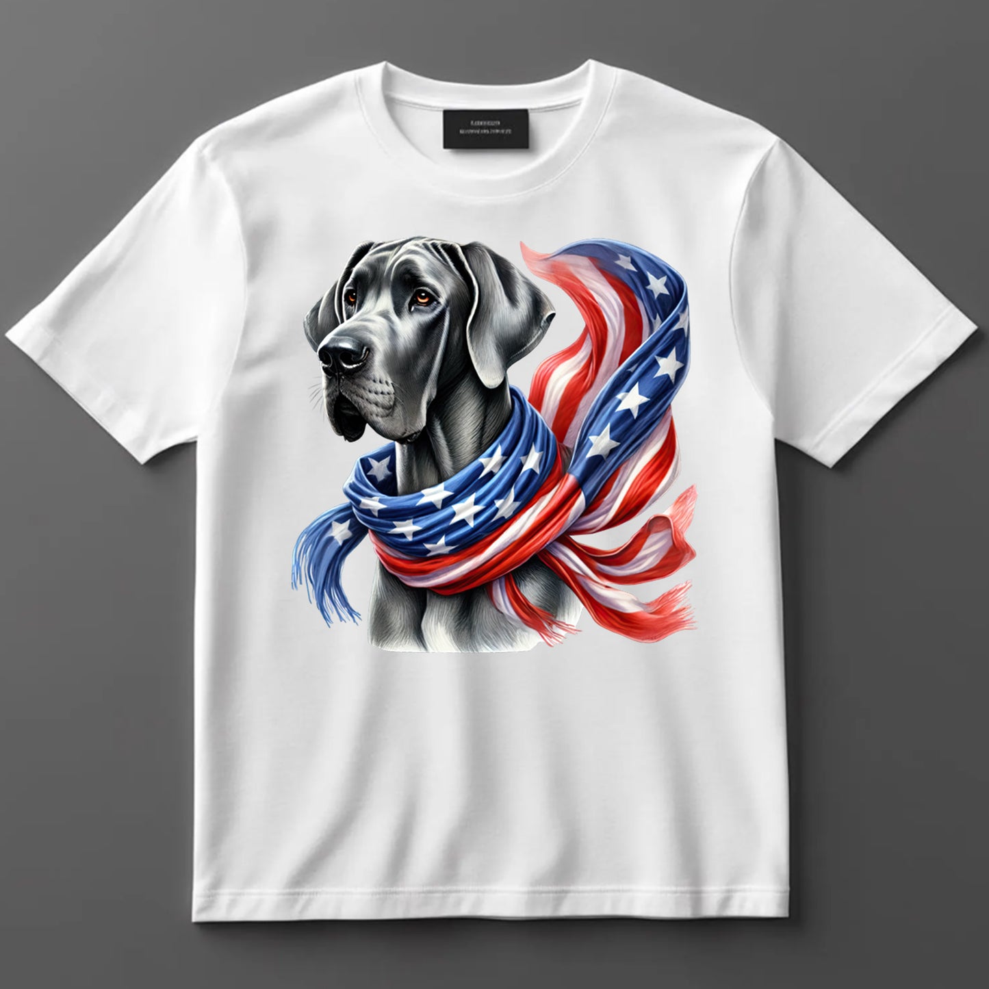 4th Of July DTF Transfer Iron On Heat Transfer - Ready to Press, Great Dane With American Flag DTF Transfer 7216