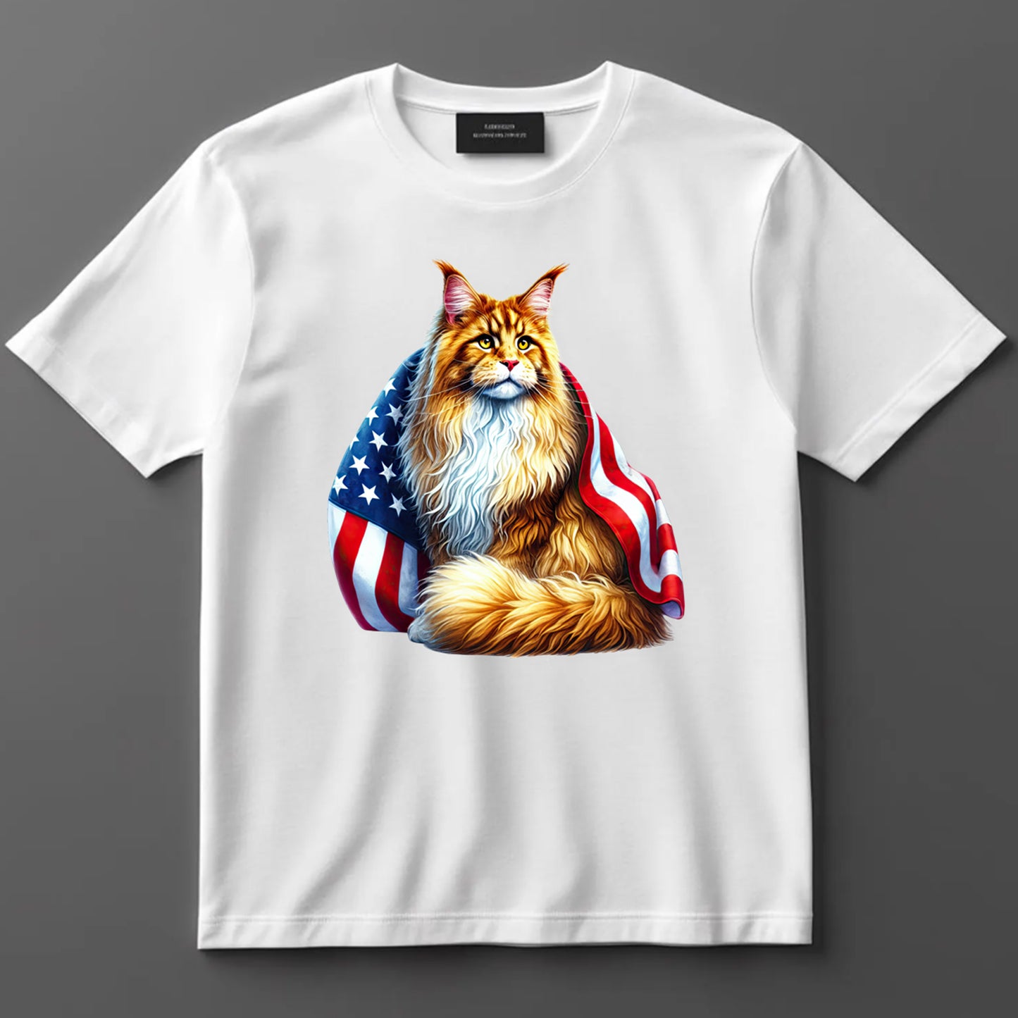 4th Of July DTF Transfer Iron On Heat Transfer - Ready to Press, Patriotic Orange Cat DTF Transfer 7248