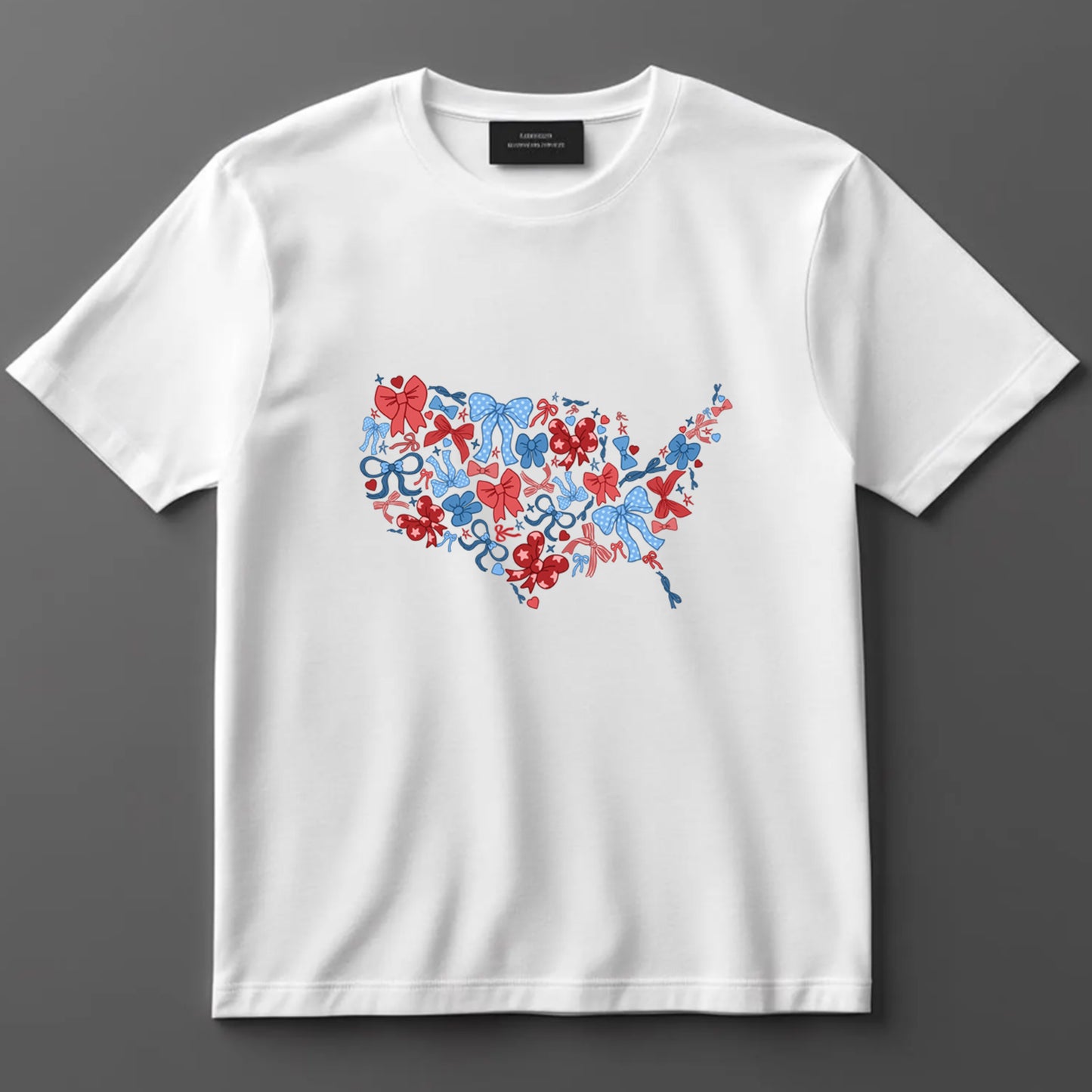 4th Of July DTF Transfer Iron On Heat Transfer - Ready to Press, USA Map Bow Cluster DTF Transfer 7301