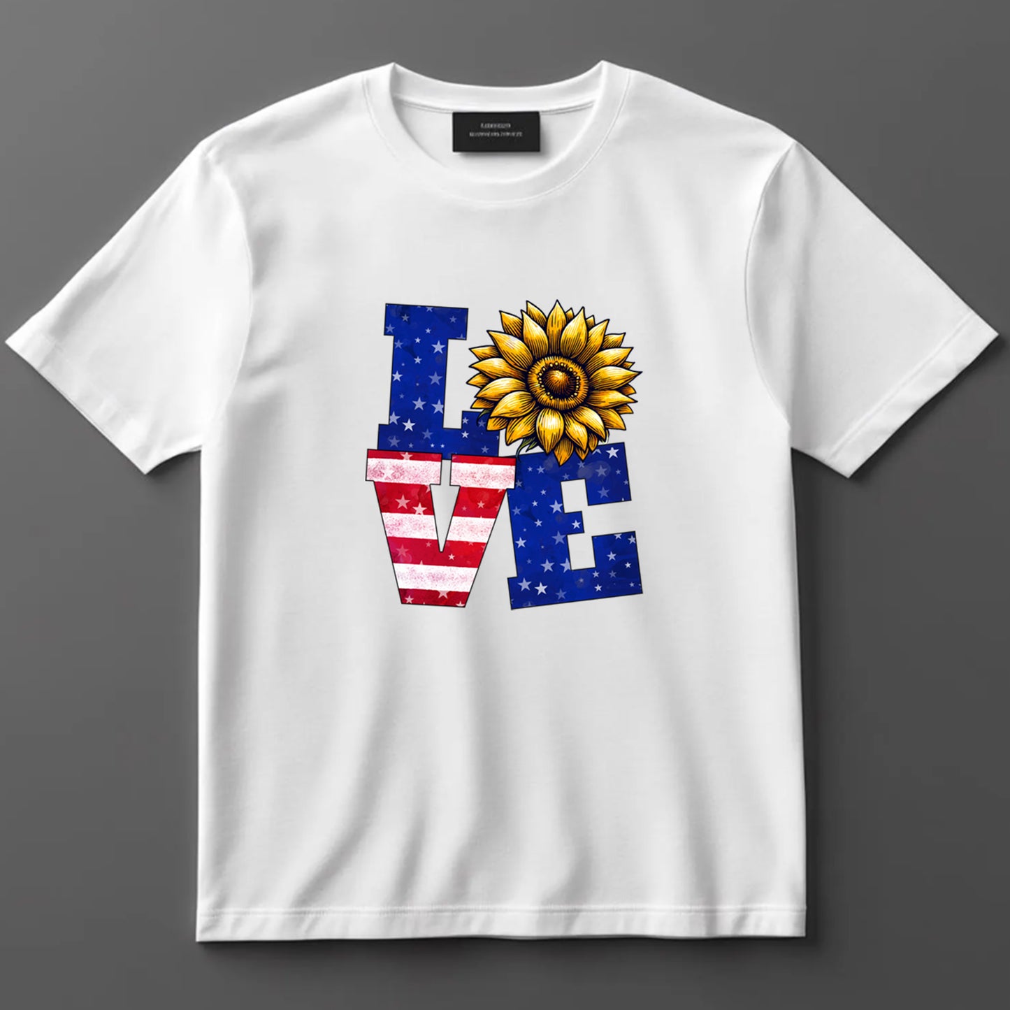 4th Of July DTF Transfer Iron On Heat Transfer - Ready to Press, LOVE with Sunflower DTF Transfer 7319