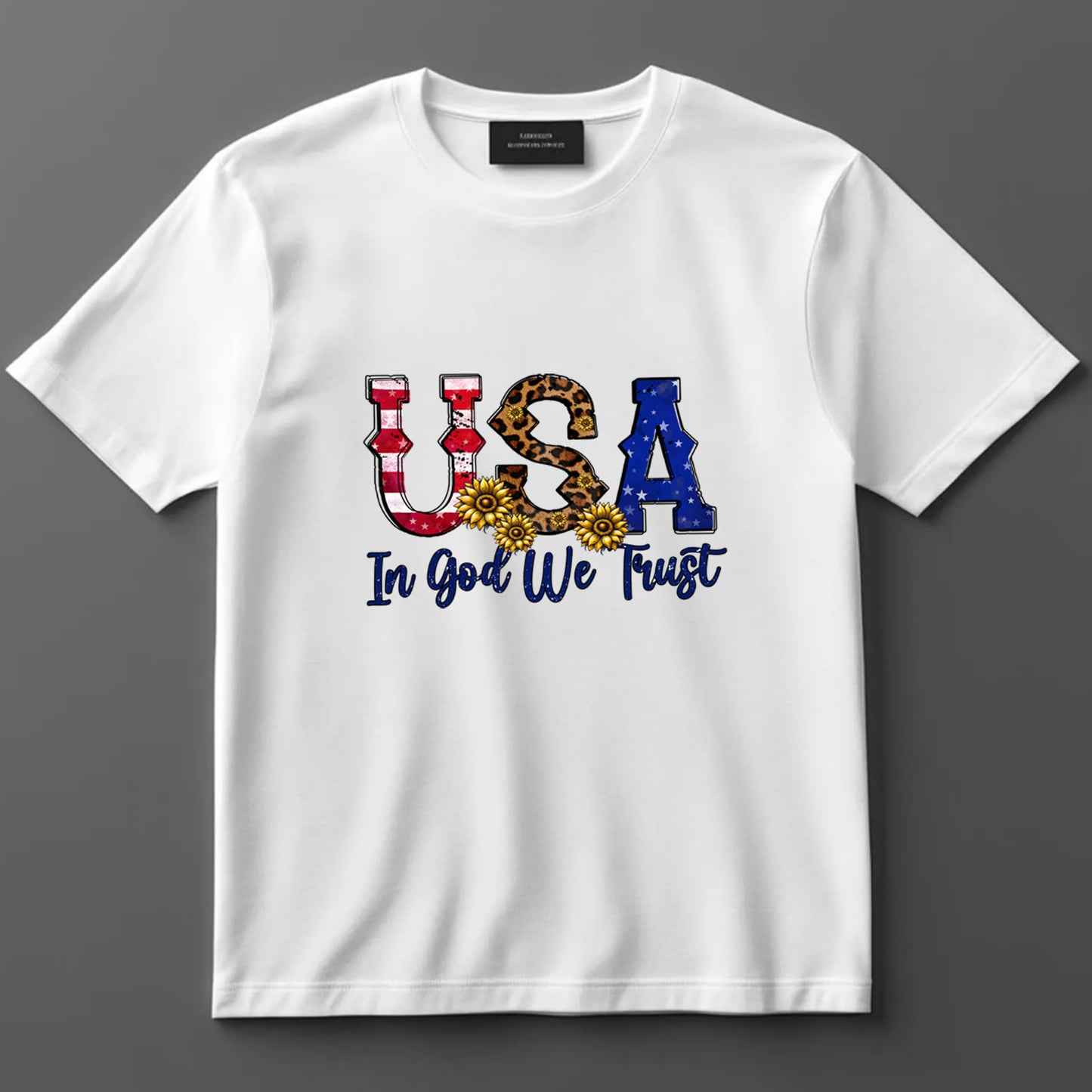 4th Of July DTF Transfer Iron On Heat Transfer - Ready to Press, USA In God We Trust DTF Transfer 7324
