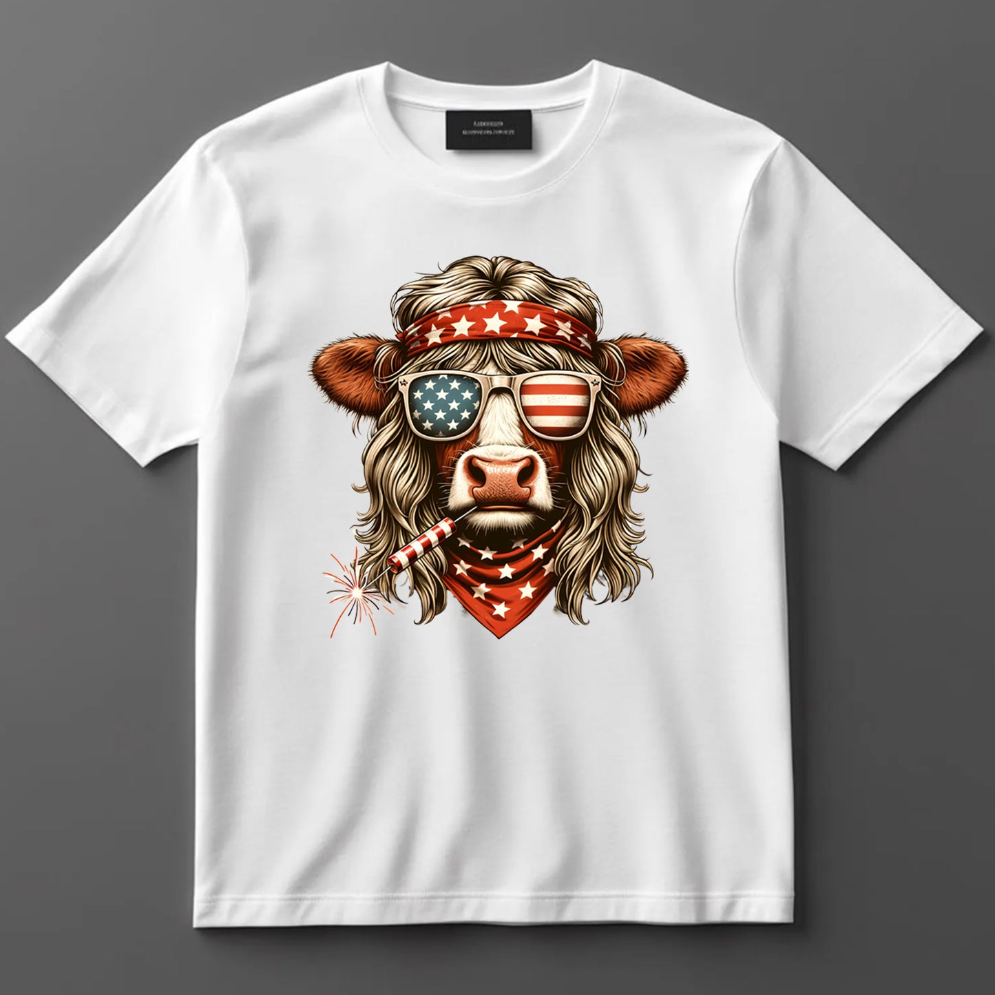 4th Of July DTF Transfer Iron On Heat Transfer - Ready to Press, Patriotic Cow DTF Transfer 7340
