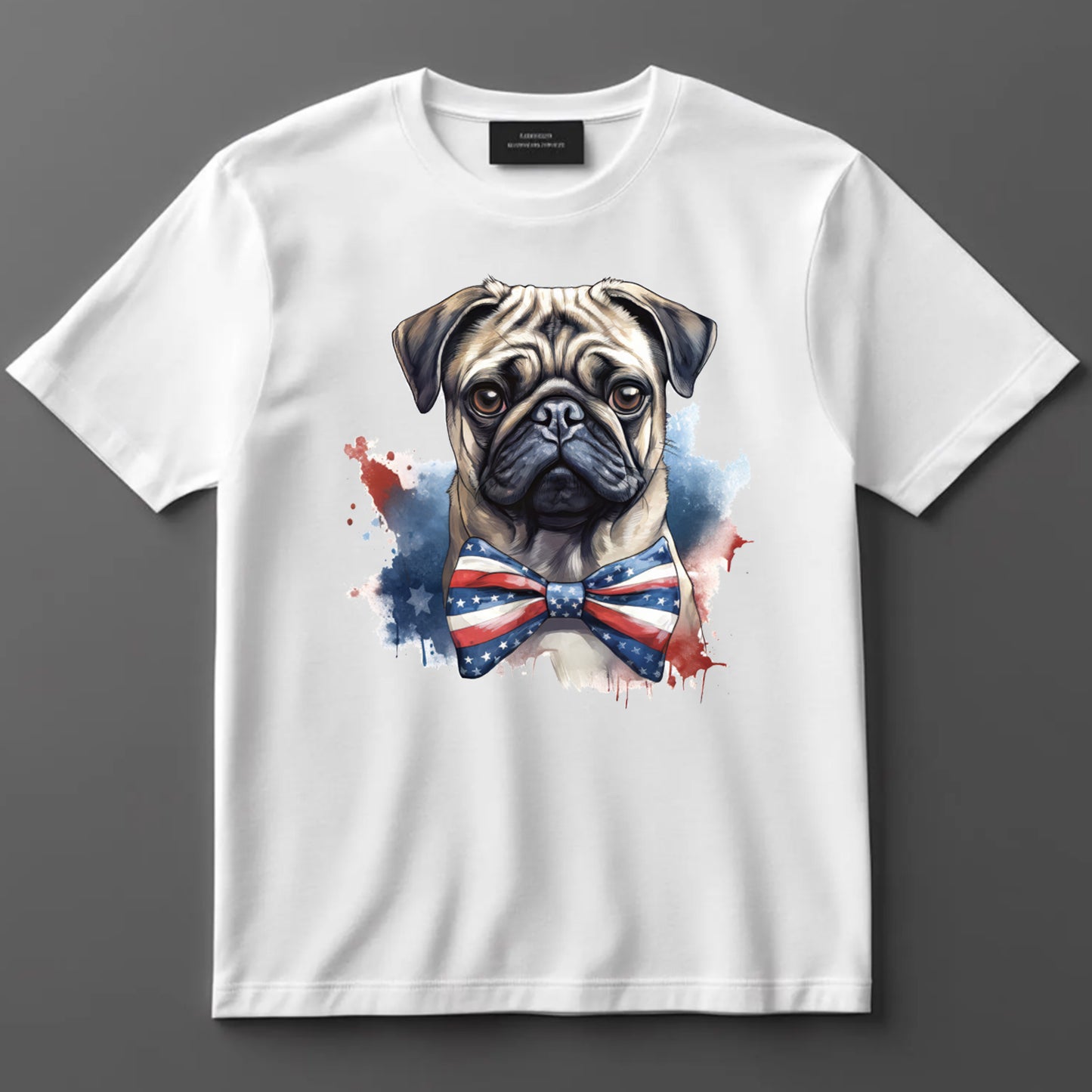4th Of July DTF Transfer Iron On Heat Transfer - Ready to Press, Patriotic Pug DTF Transfer 7348