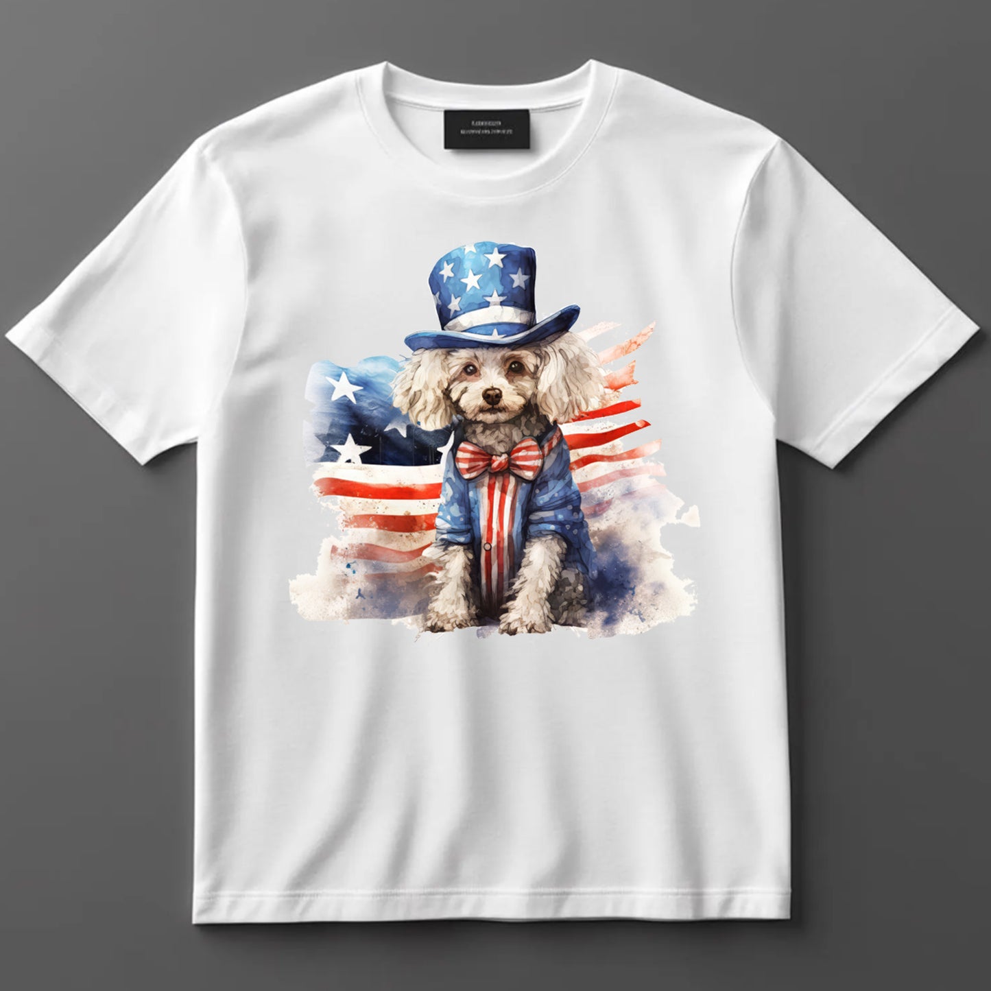 4th Of July DTF Transfer Iron On Heat Transfer - Ready to Press, Patriotic Poodle DTF Transfer 7365
