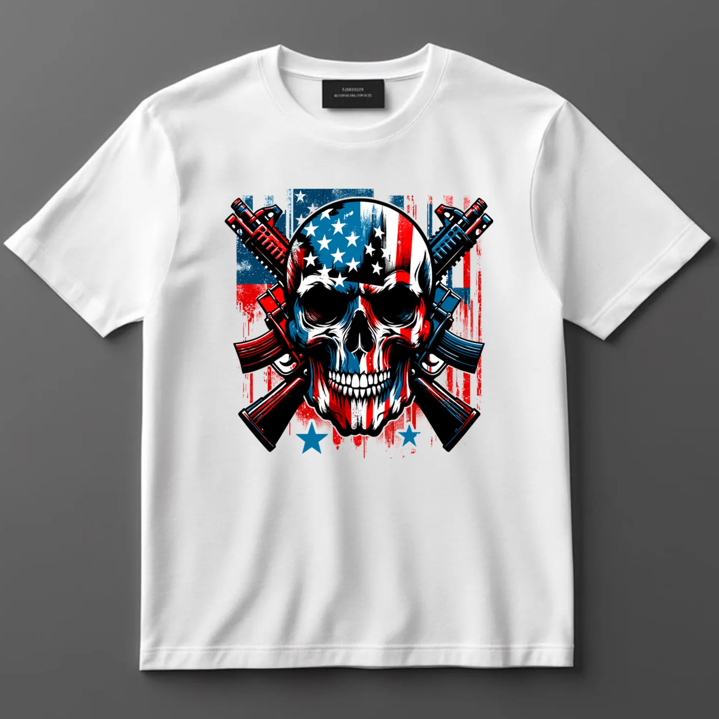 4th Of July DTF Transfer Iron On Heat Transfer - Ready to Press, Patriotic Skull DTF Transfer 7402
