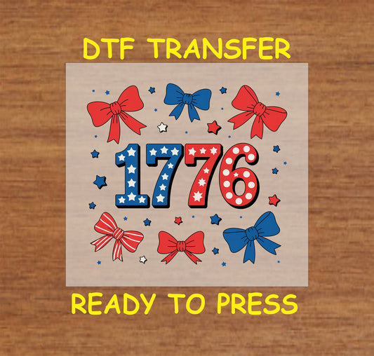 1776 with red and blue bows and stars.