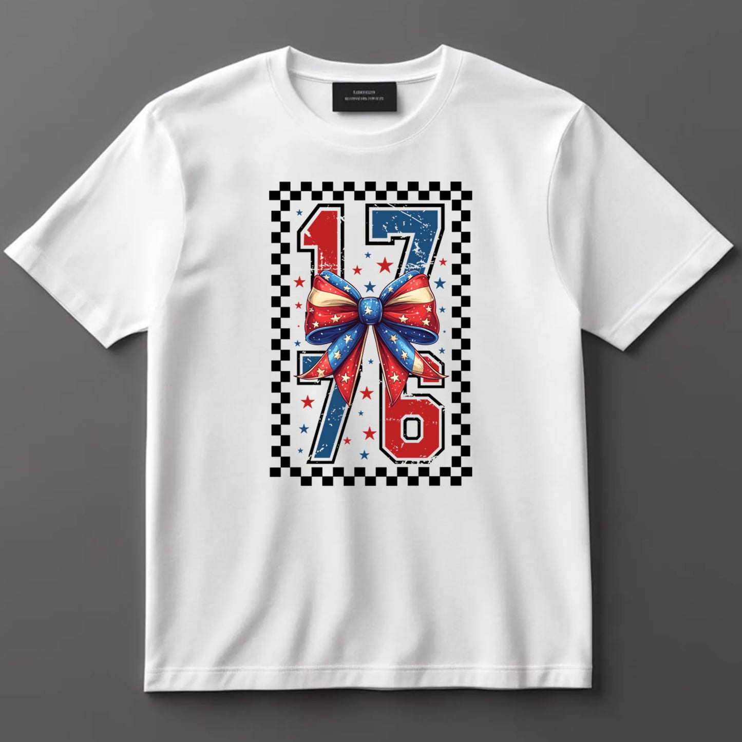 4th Of July DTF Transfer Iron On Heat Transfer - Ready to Press, 1776 Stars and Bow DTF Transfer 7417