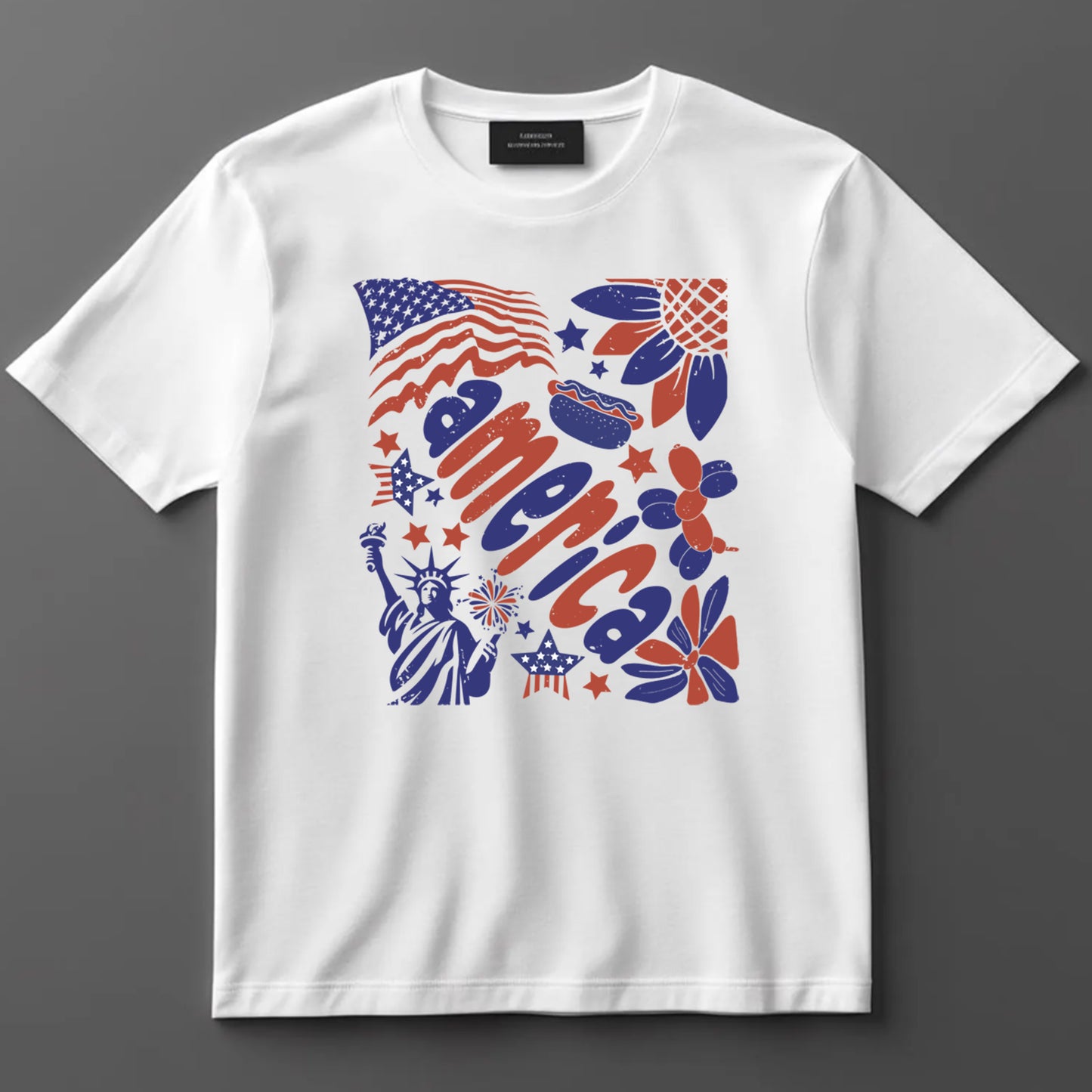4th Of July DTF Transfer Iron On Heat Transfer - Ready to Press, America Word Collage DTF Transfer 7420