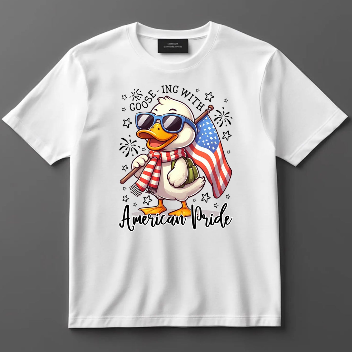 4th Of July DTF Transfer Iron On Heat Transfer - Ready to Press, Goose-ing With American Pride DTF Transfer 7424